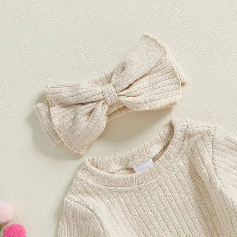 Long Sleeve Solid Ribbed Romper