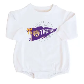 Louisiana State University | Footballs & Bows Graphic Sweatshirt Bubble Romper
