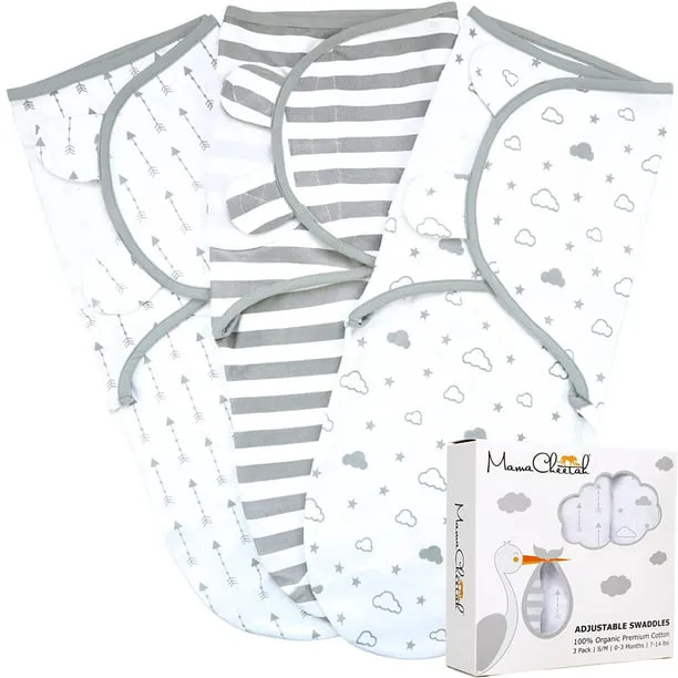 Mama Cheetah Preemie Swaddle Blanket, Organic Cotton Swaddle Wrap Sleep Sack, Up to 7 Pounds