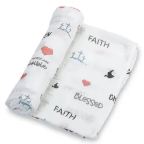 Matthew 19:26 Christian Baby Swaddle Blanket