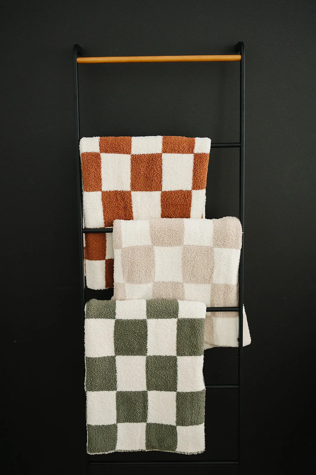 Mebie Baby Plush Blanket - Rust Checkered