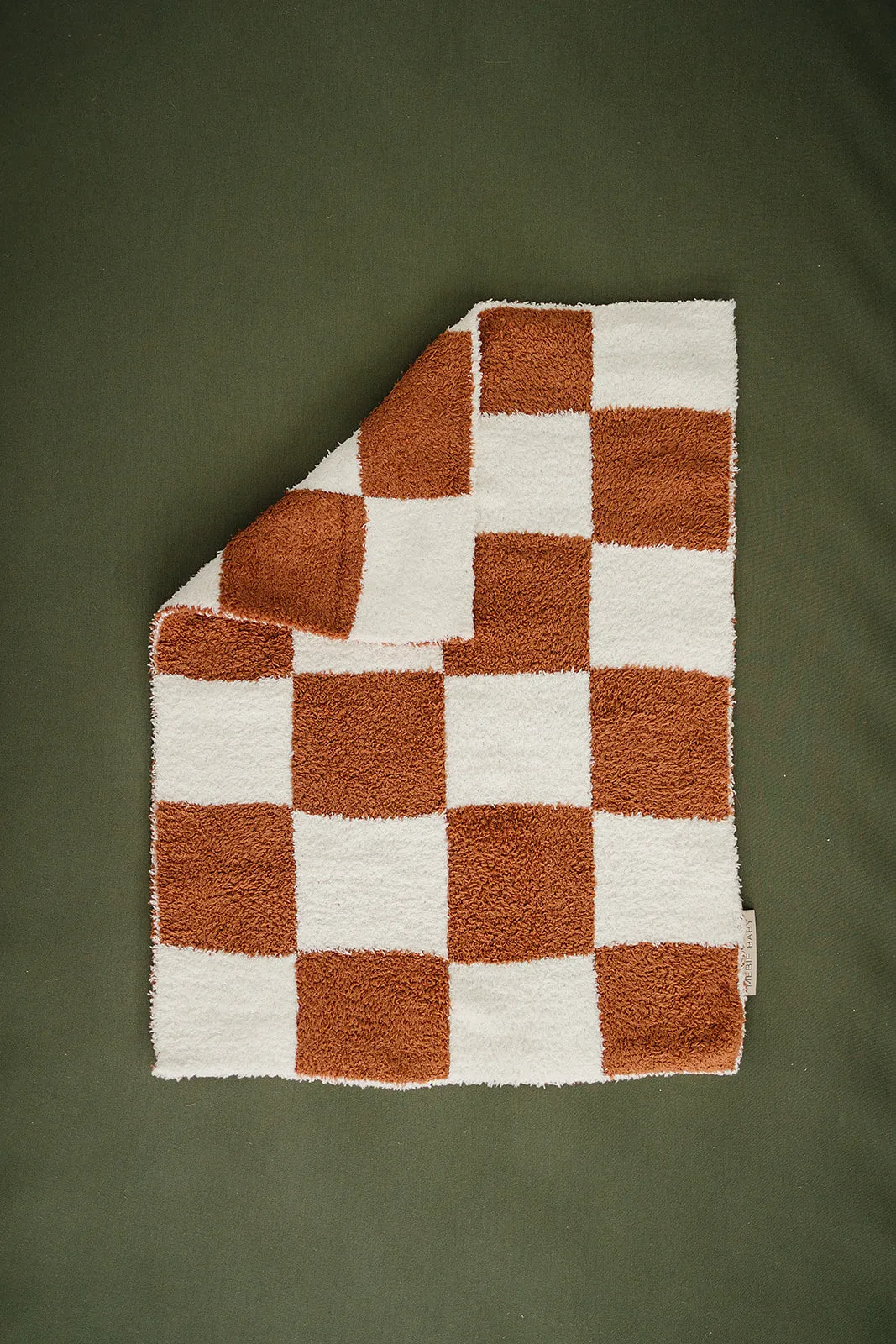 Mebie Baby Plush Blanket - Rust Checkered