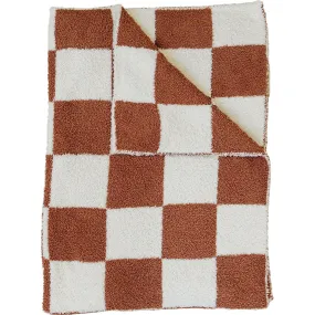 Mebie Baby Plush Blanket - Rust Checkered