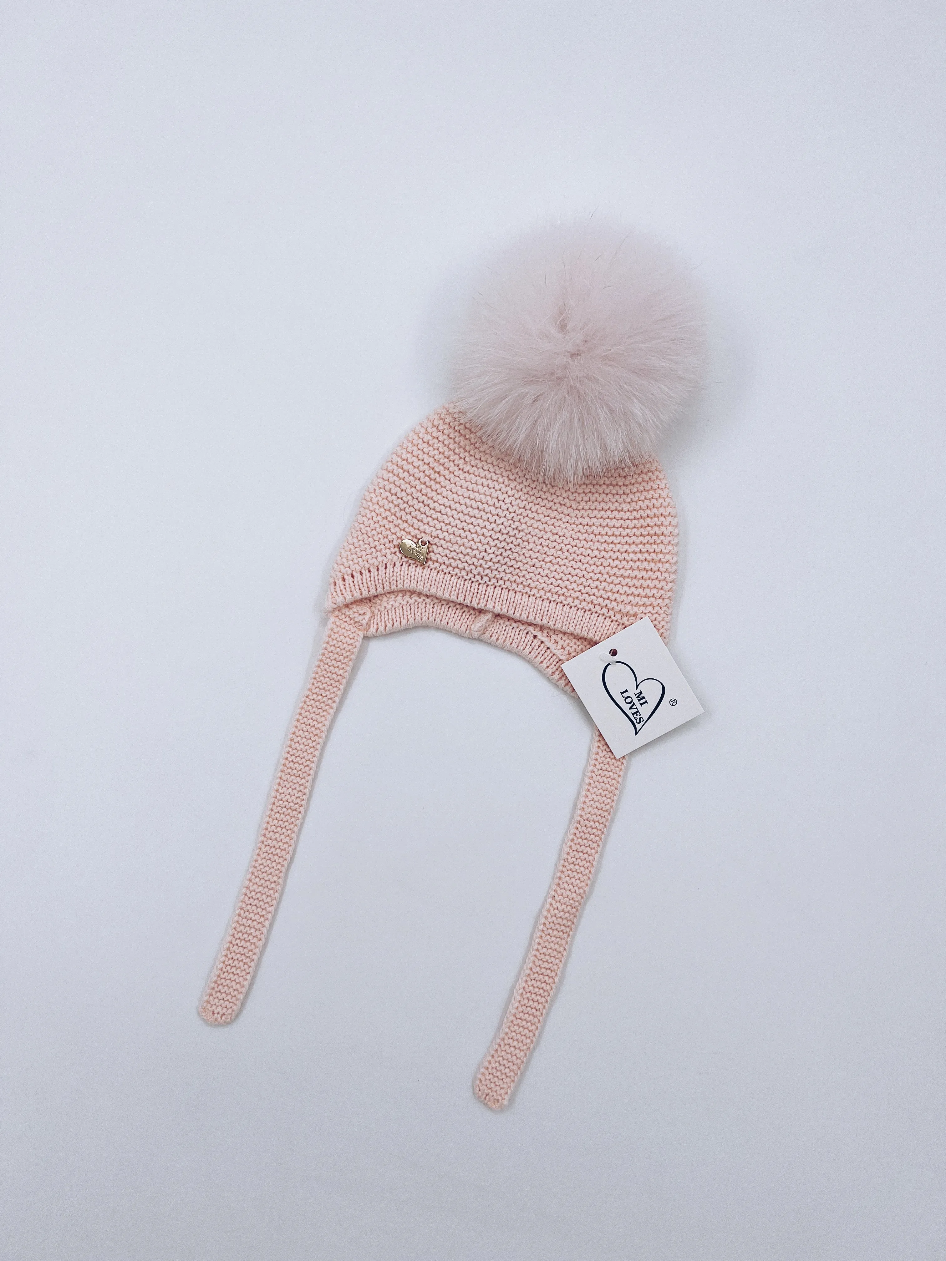 MI LOVES SIGNATURE Luxurious knitted Pompom hat with Fox fur pompom(ALL COLOURS)