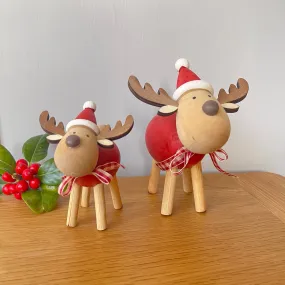 Mummy And Baby Wooden Reindeer Pair