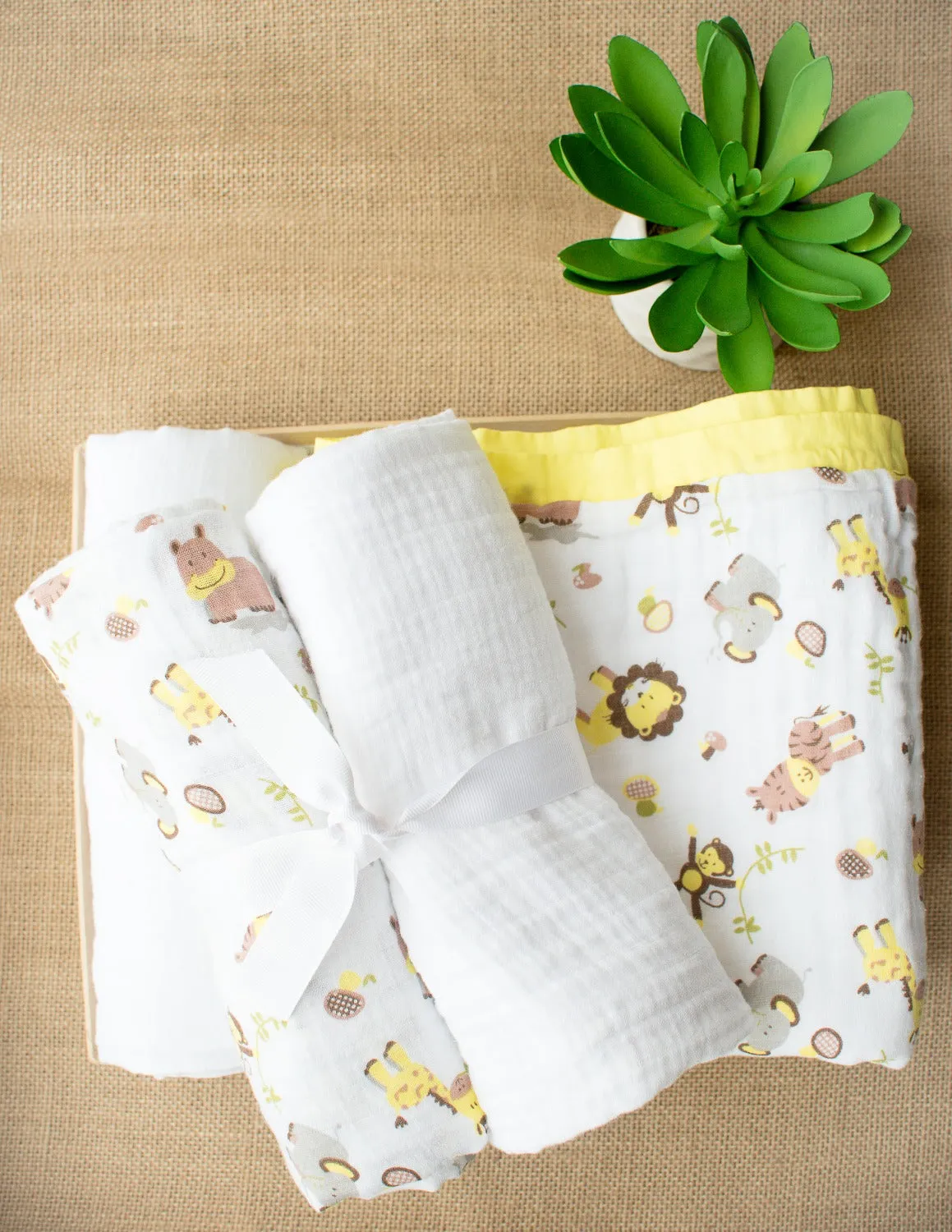 Muslin Blanket - 6 Layered - Zoo Lemon Yellow