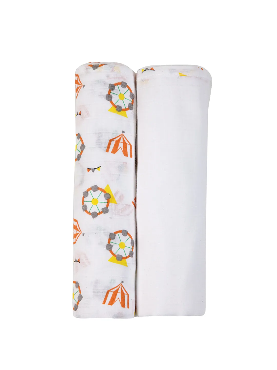 Muslin Swaddle - 2Pc Set - Carnival Orange