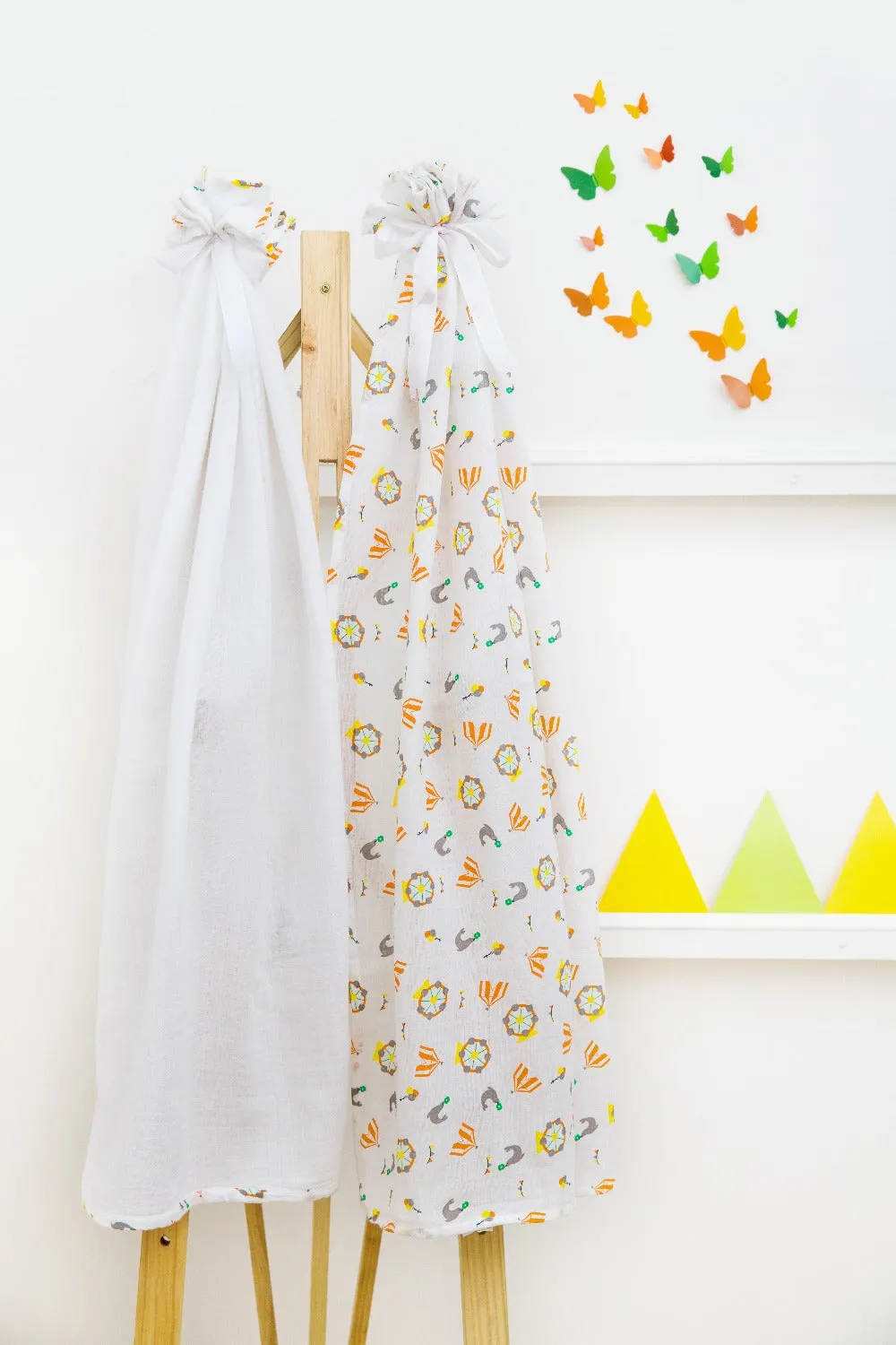 Muslin Swaddle - 2Pc Set - Carnival Orange