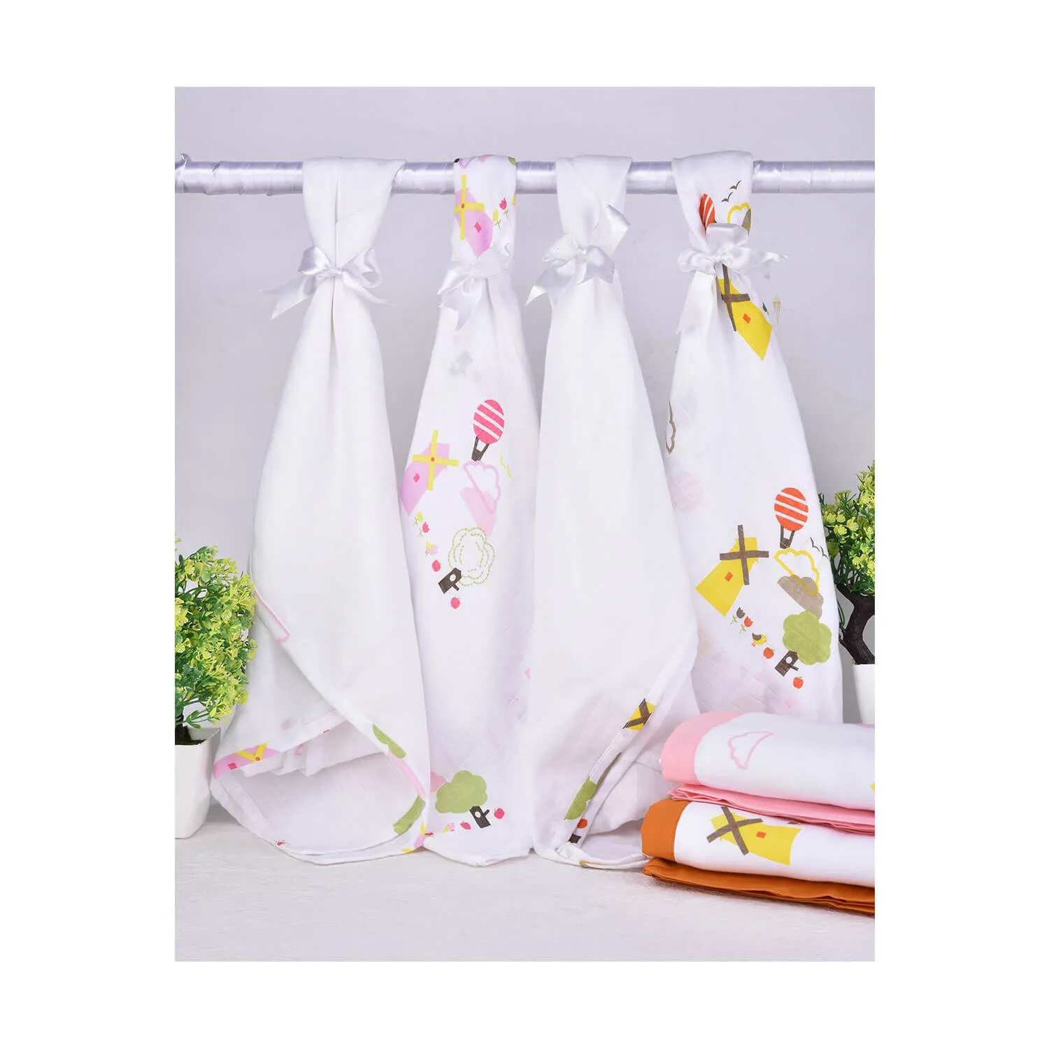 Muslin Swaddle - 2Pc Set - Dutch Country Pink