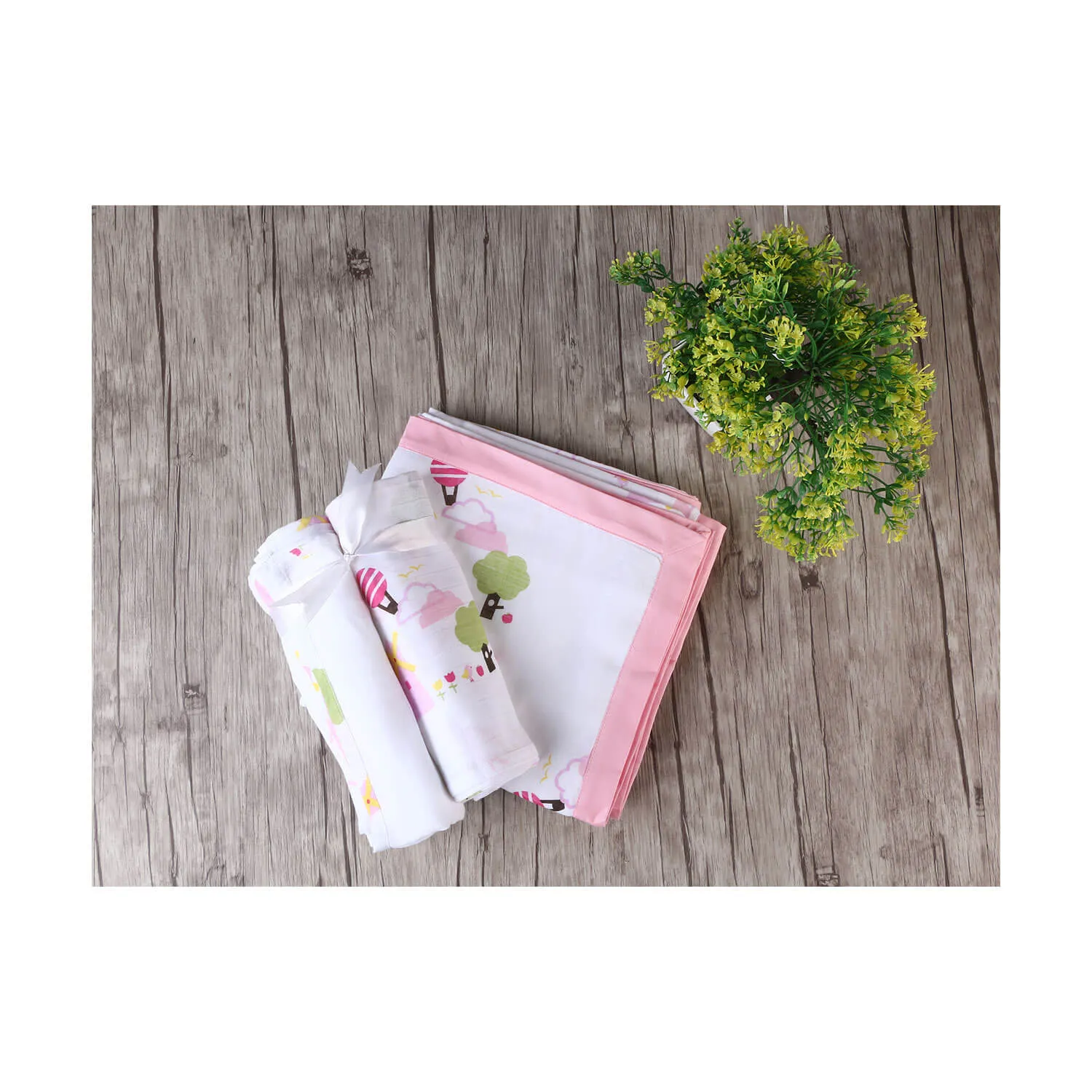 Muslin Swaddle - 2Pc Set - Dutch Country Pink