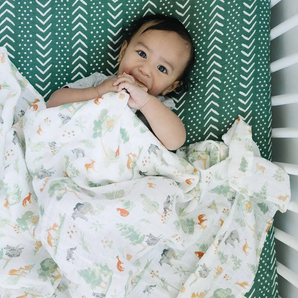 Muslin Swaddle Blanket Set Premium Cotton  Forest Friends   Mudcloth