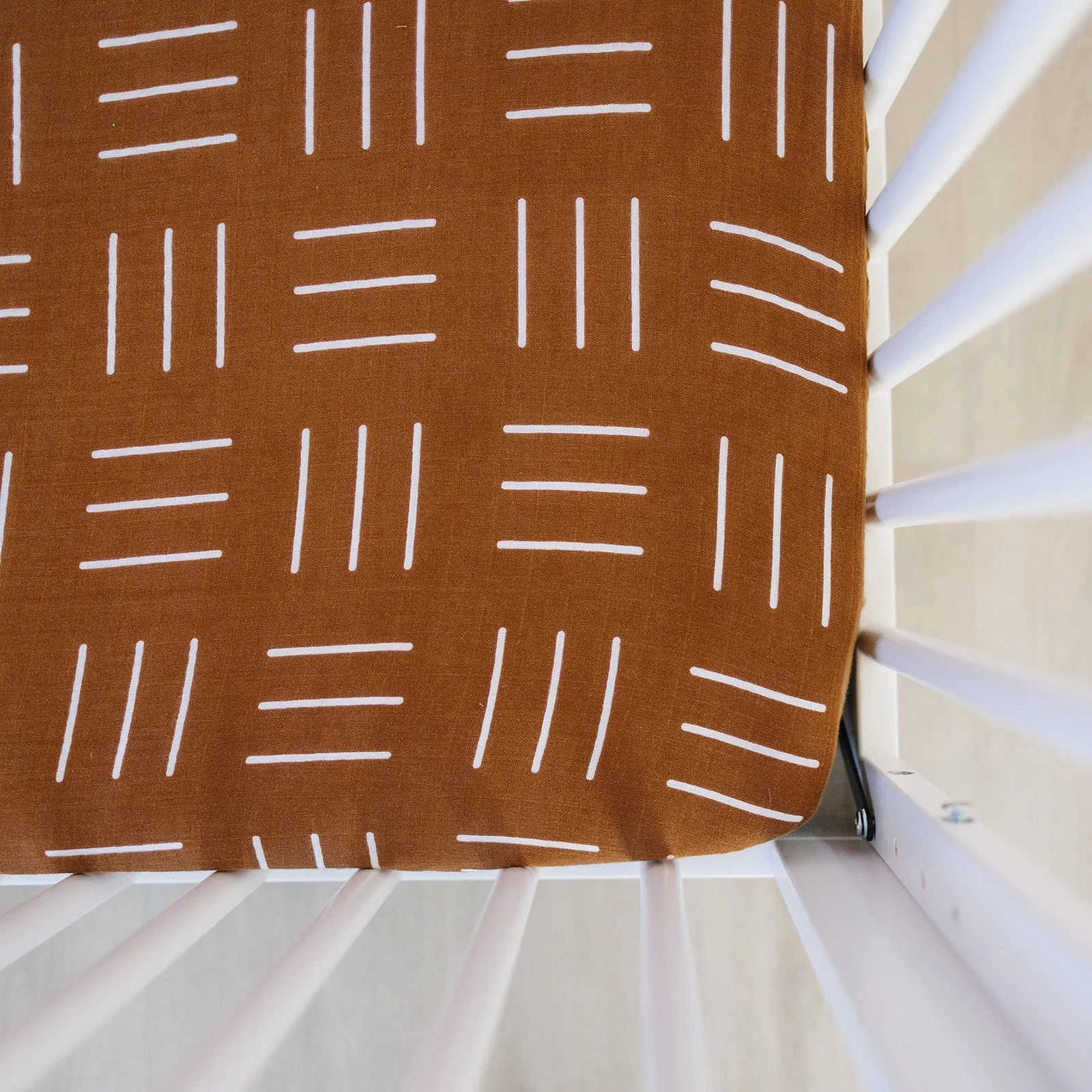 Mustard Mudcloth Crib Sheet