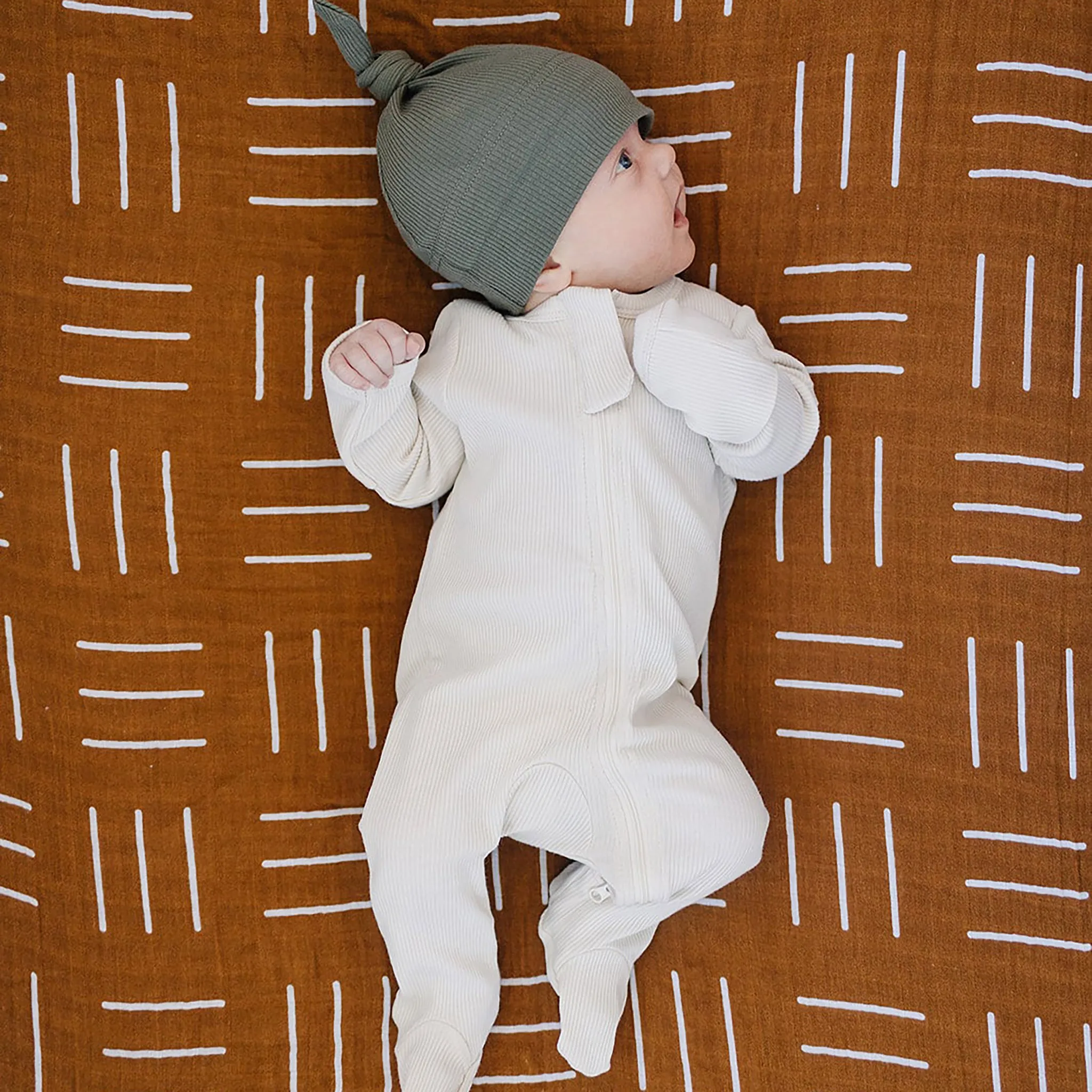 Mustard Mudcloth Crib Sheet