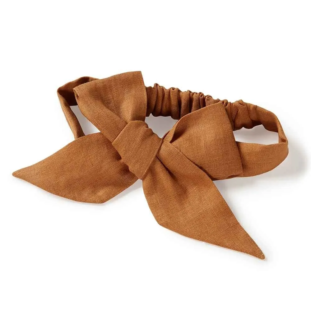Mustard Pre-Tied Linen Bow - Baby & Toddler