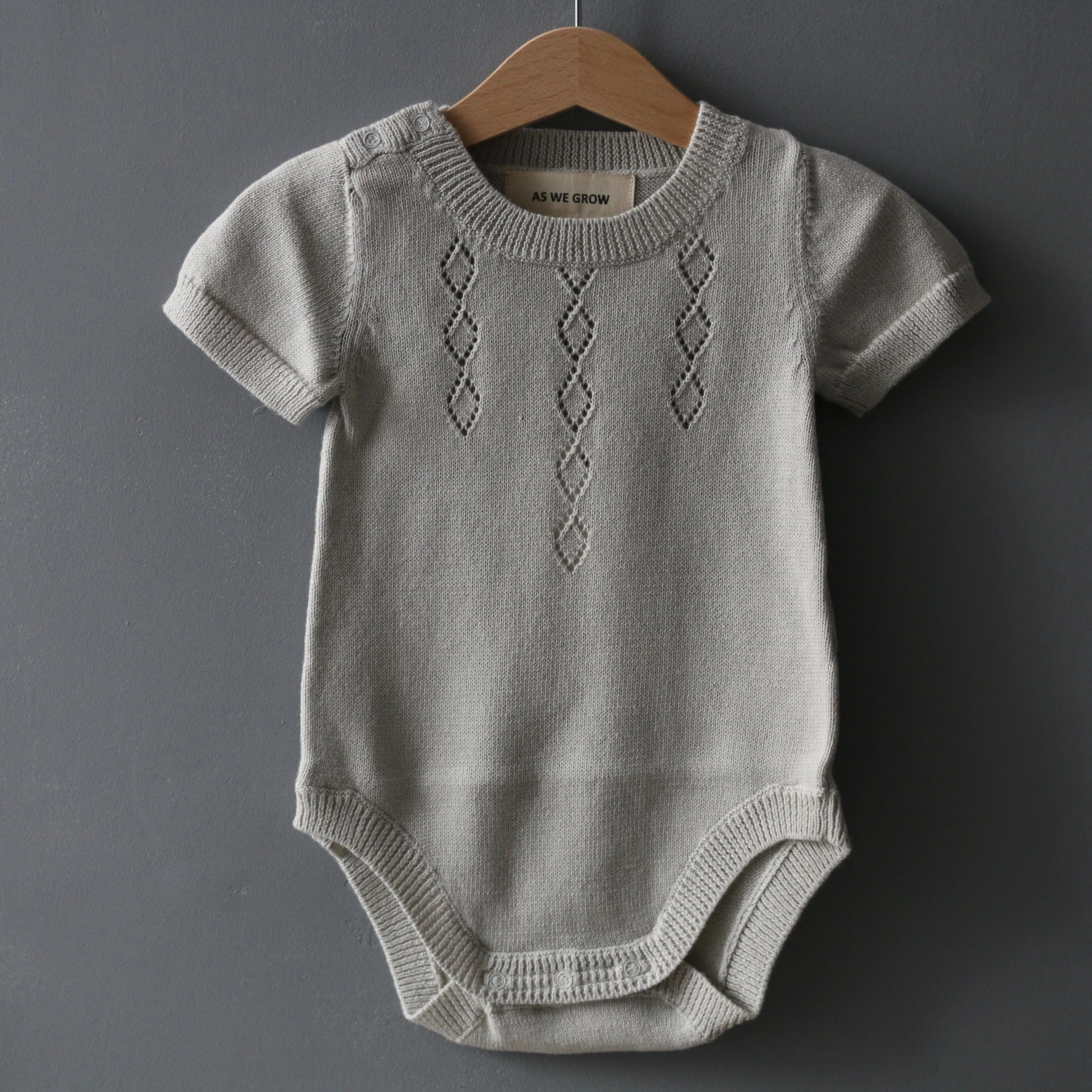 Organic Cotton Diamond Body - Grey - 0-36m