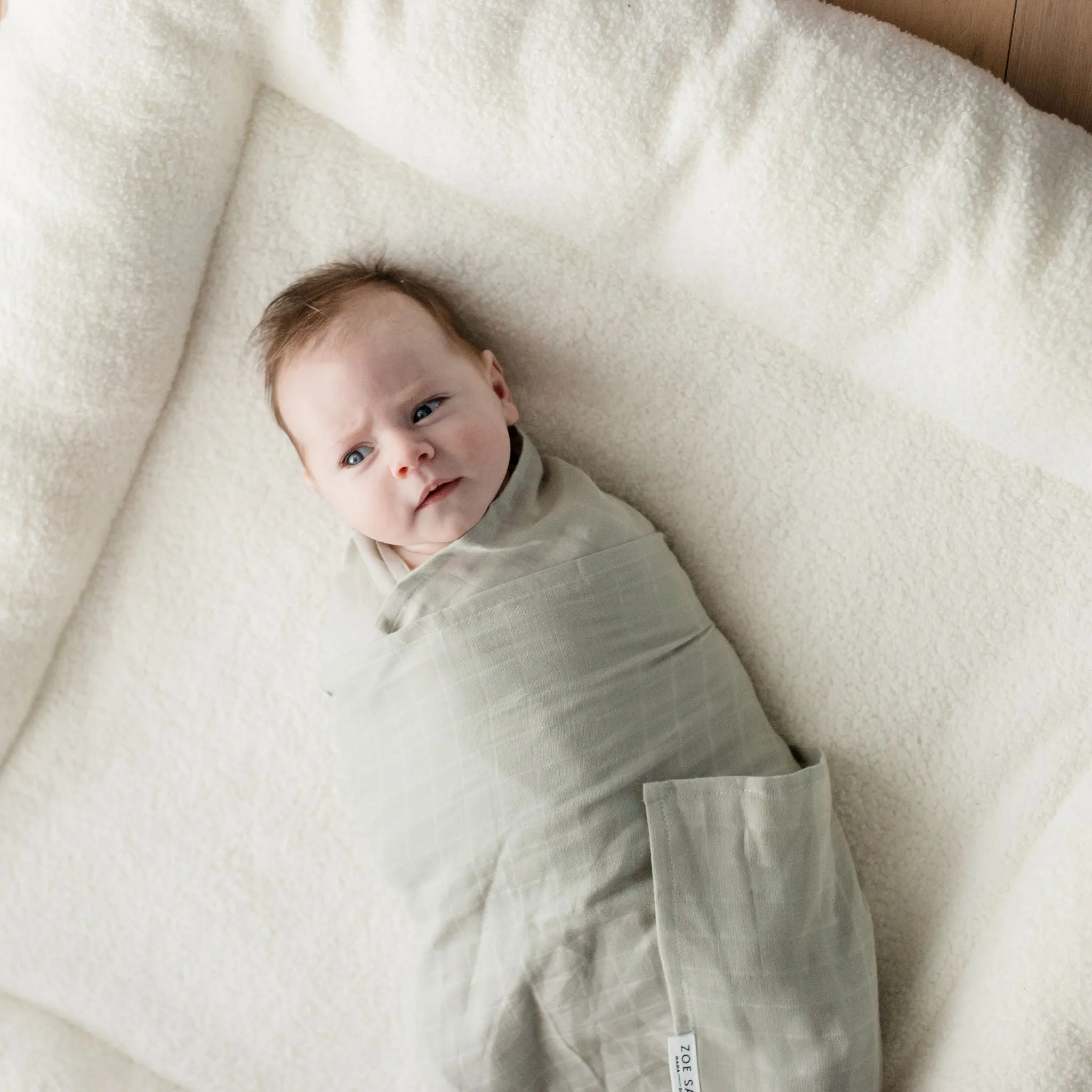 Organic Cotton Muslin Swaddle Wrap 120cm | Sage Green