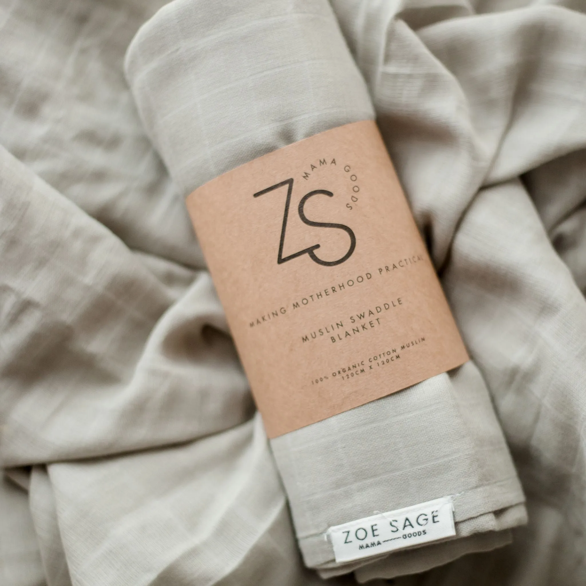 Organic Cotton Muslin Swaddle Wrap 120cm | Sage Green