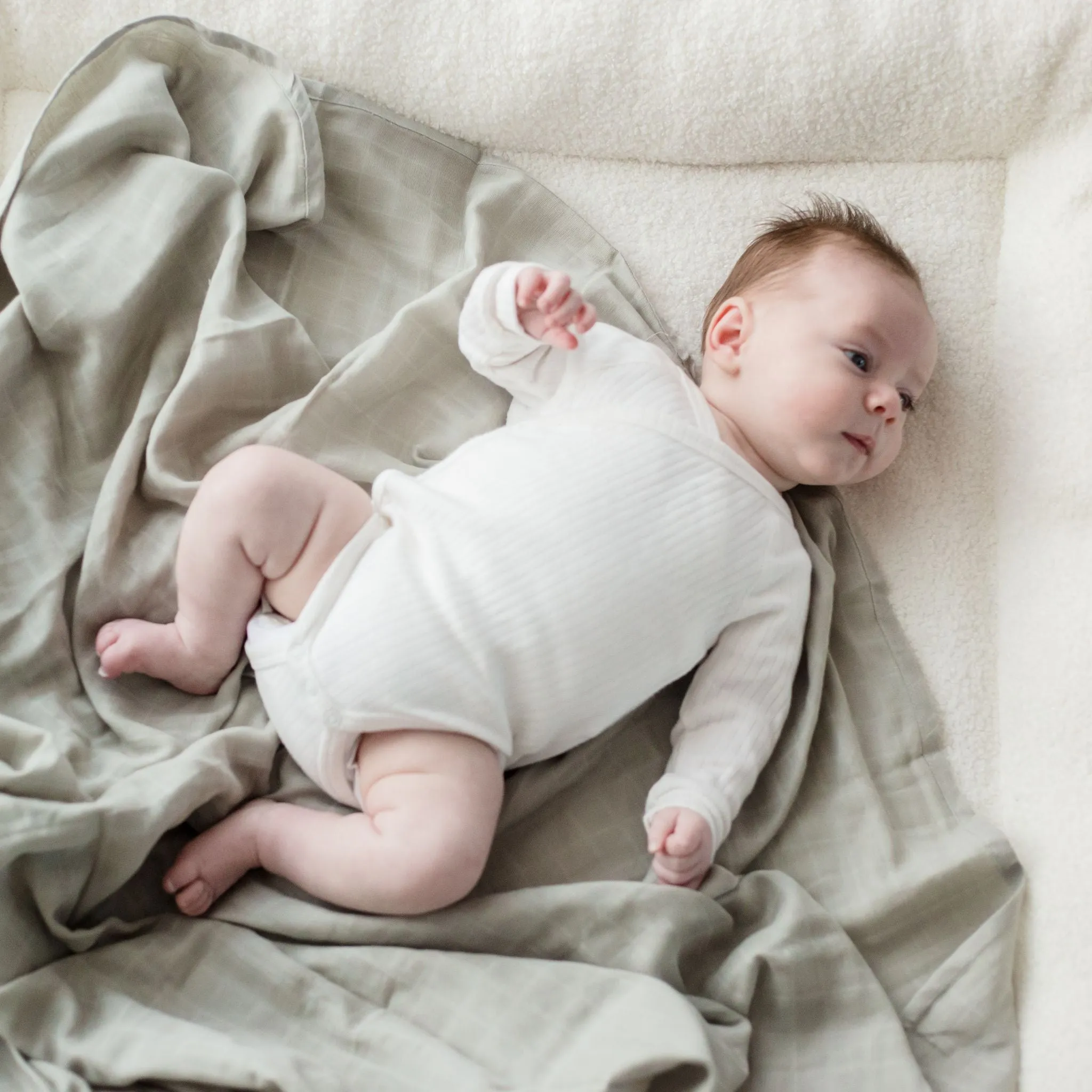 Organic Cotton Muslin Swaddle Wrap 120cm | Sage Green