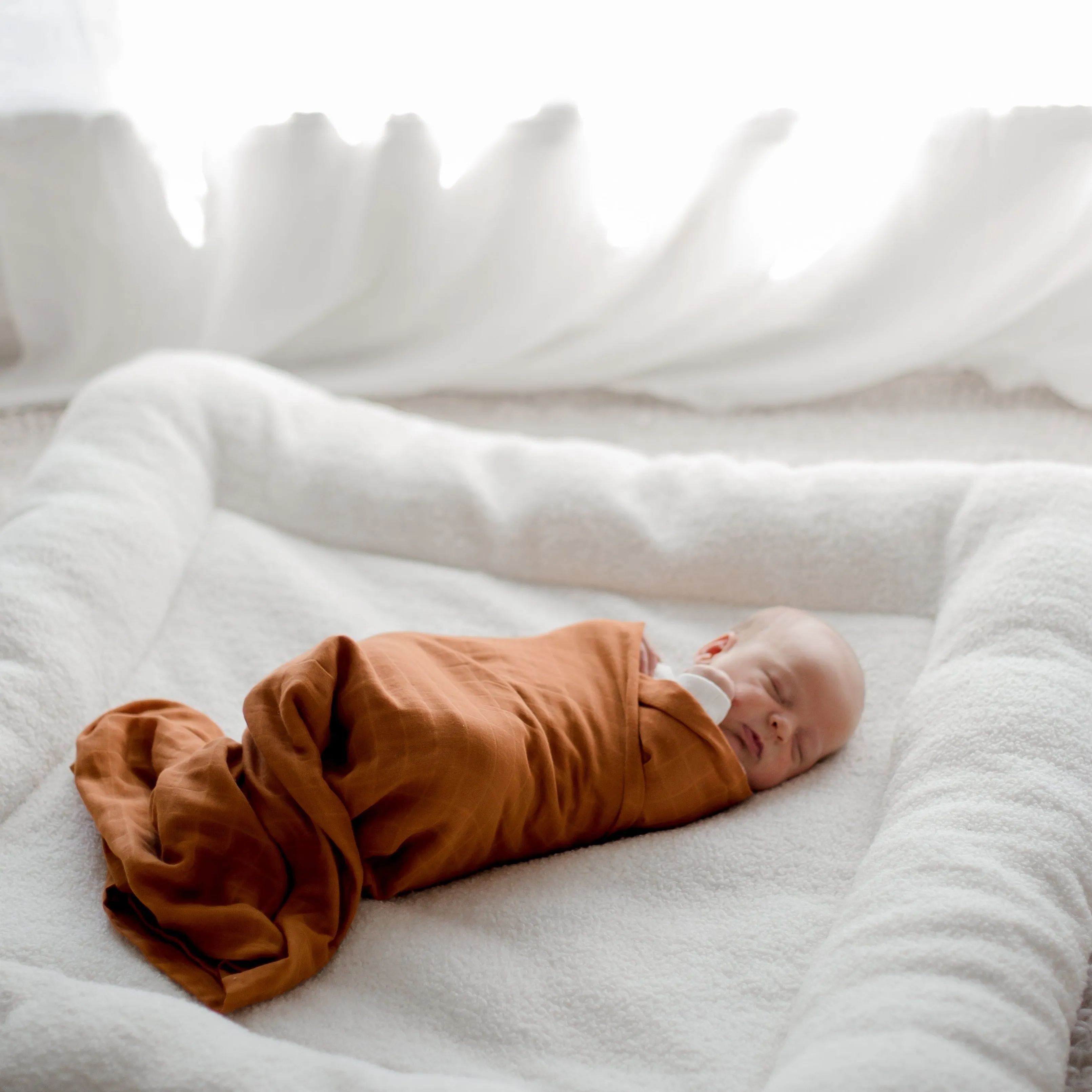 Organic Cotton Muslin Swaddle Wrap 120cm | Savannah Rust