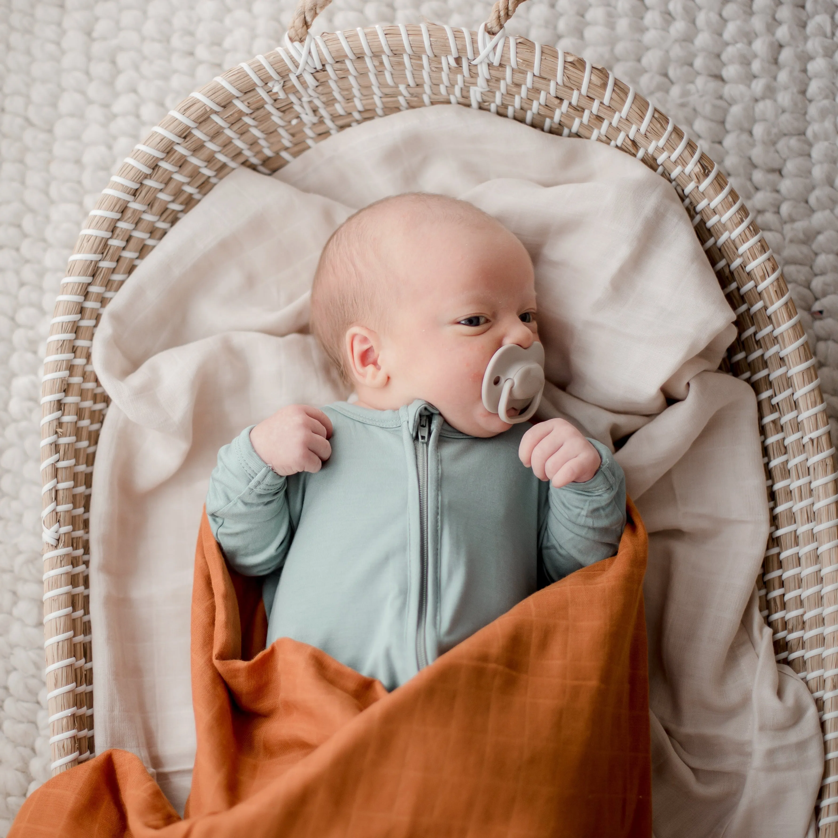 Organic Cotton Muslin Swaddle Wrap 120cm | Savannah Rust