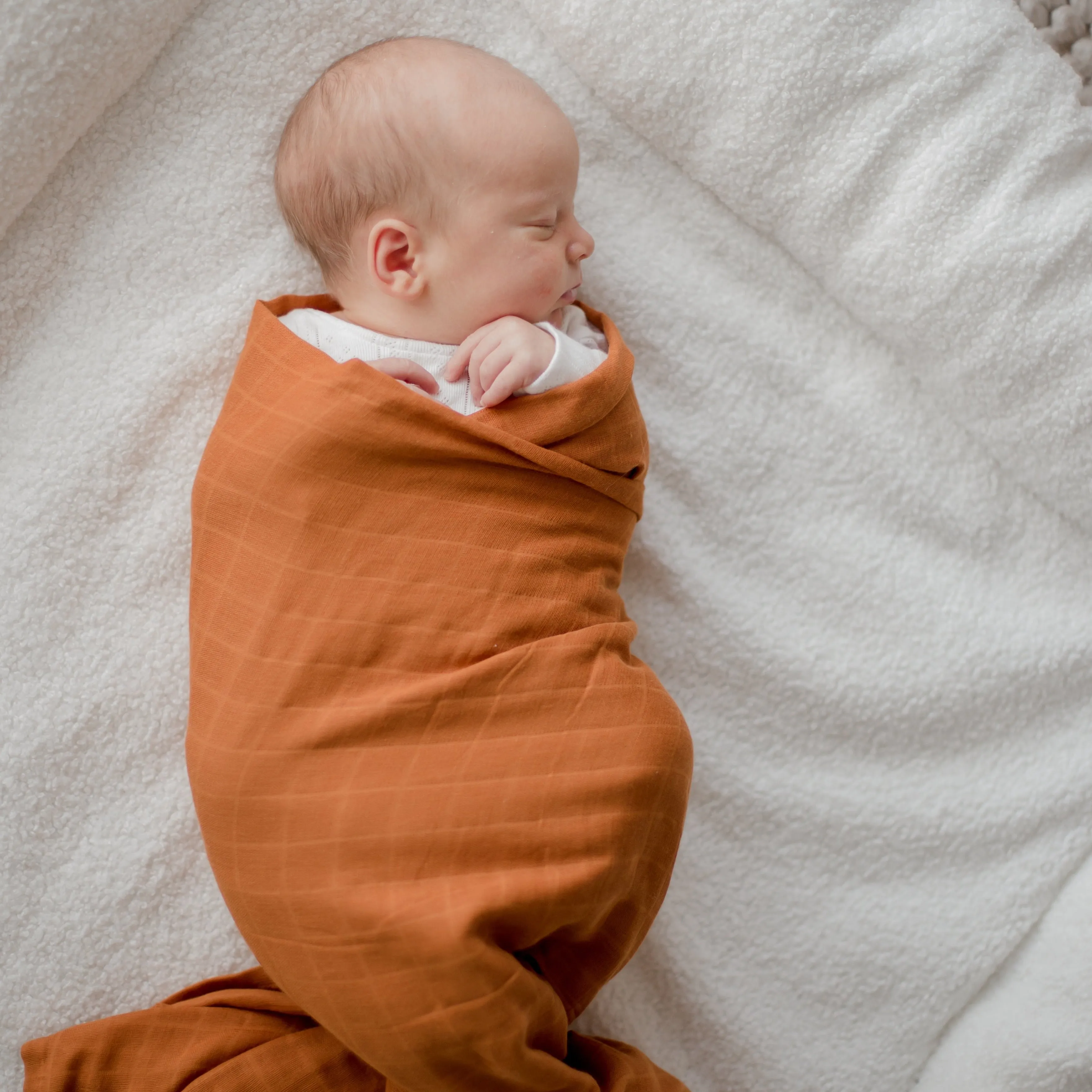 Organic Cotton Muslin Swaddle Wrap 120cm | Savannah Rust