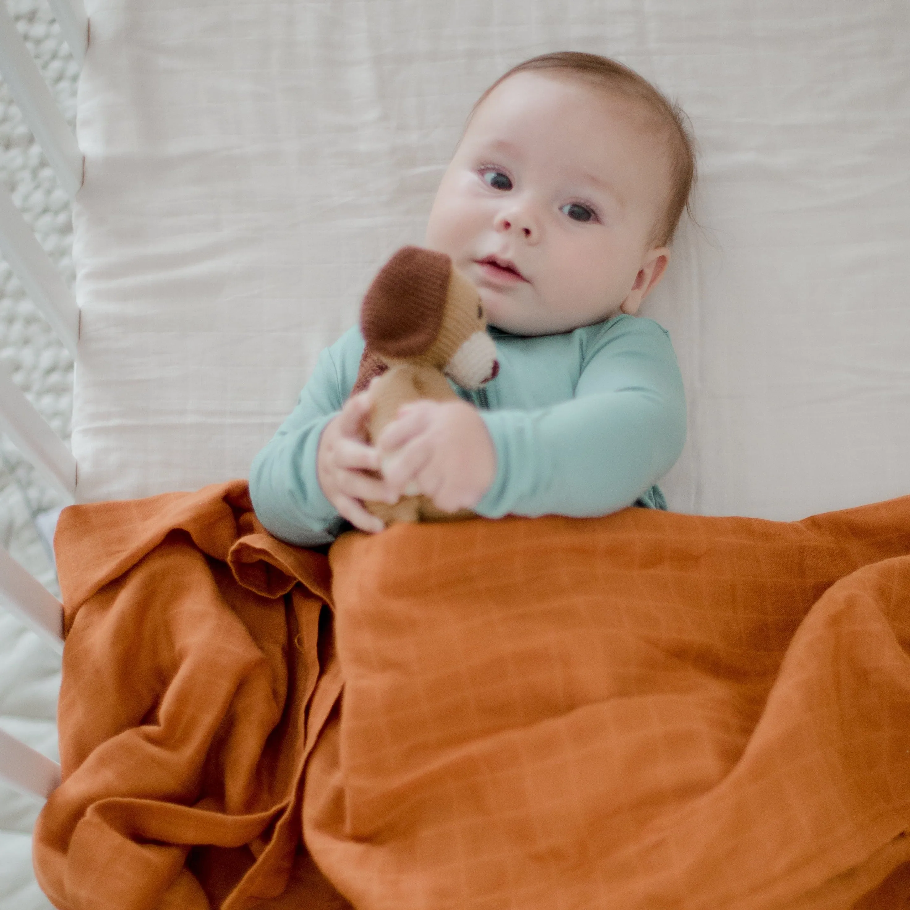 Organic Cotton Muslin Swaddle Wrap 120cm | Savannah Rust
