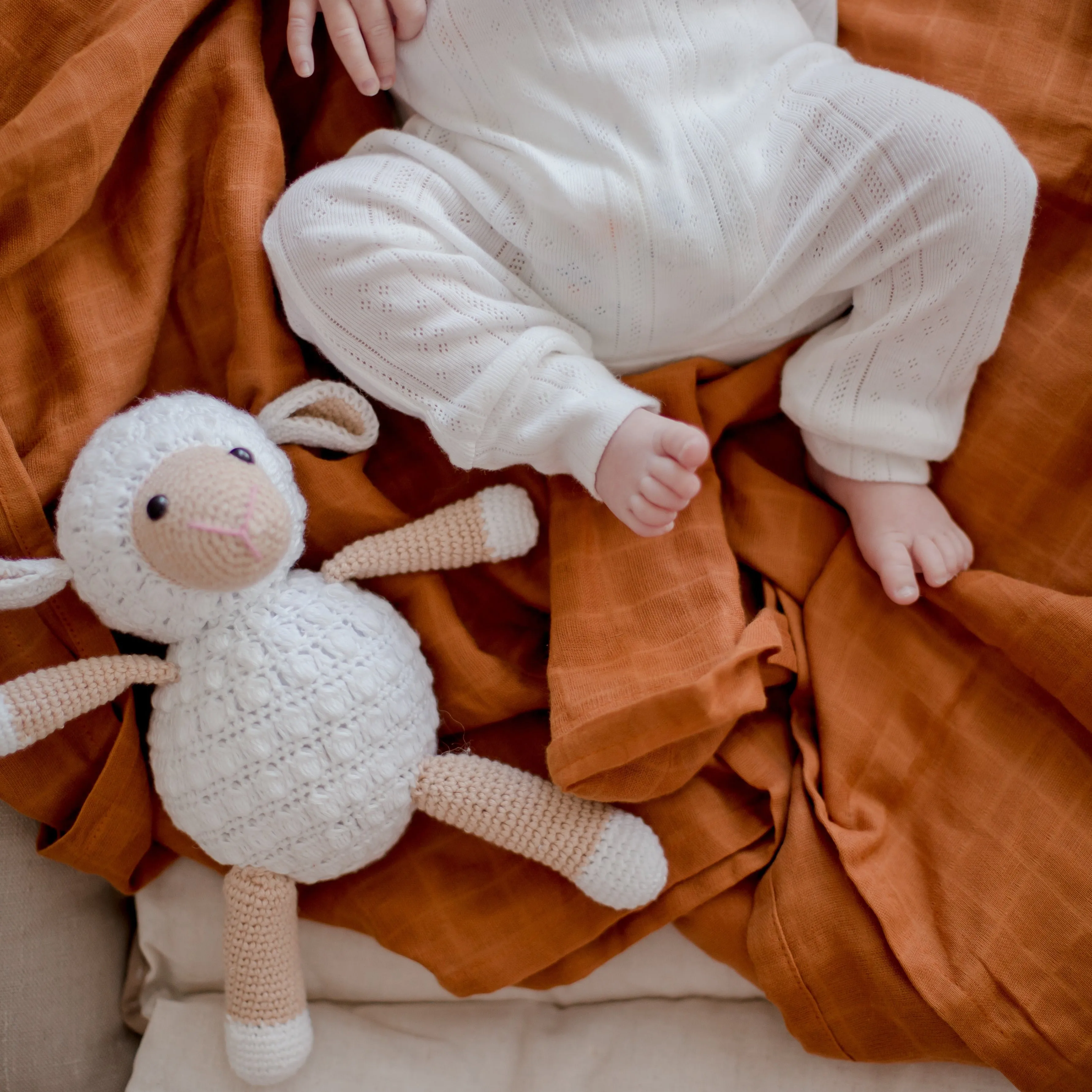 Organic Cotton Muslin Swaddle Wrap 120cm | Savannah Rust