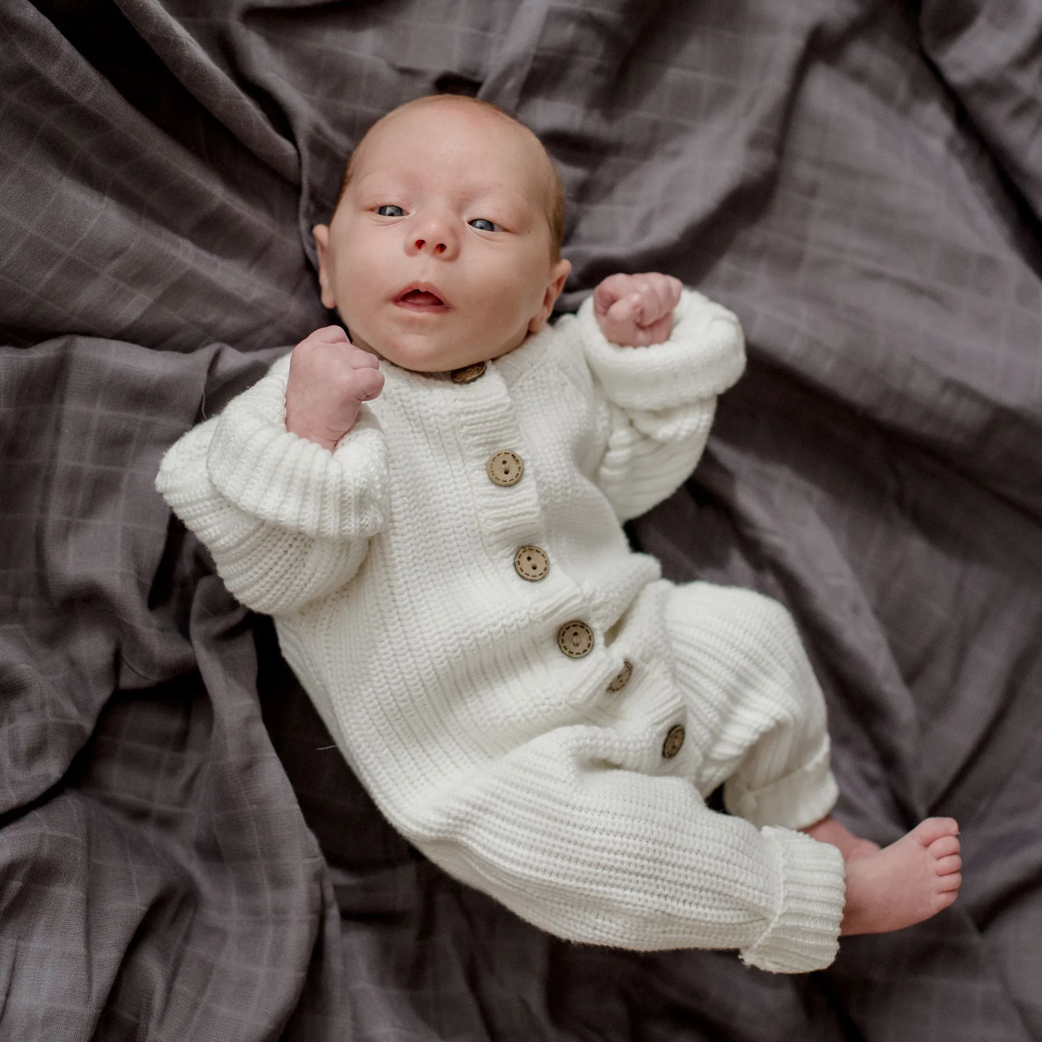 Organic Cotton Muslin Swaddle Wrap 120cm | Storm Grey