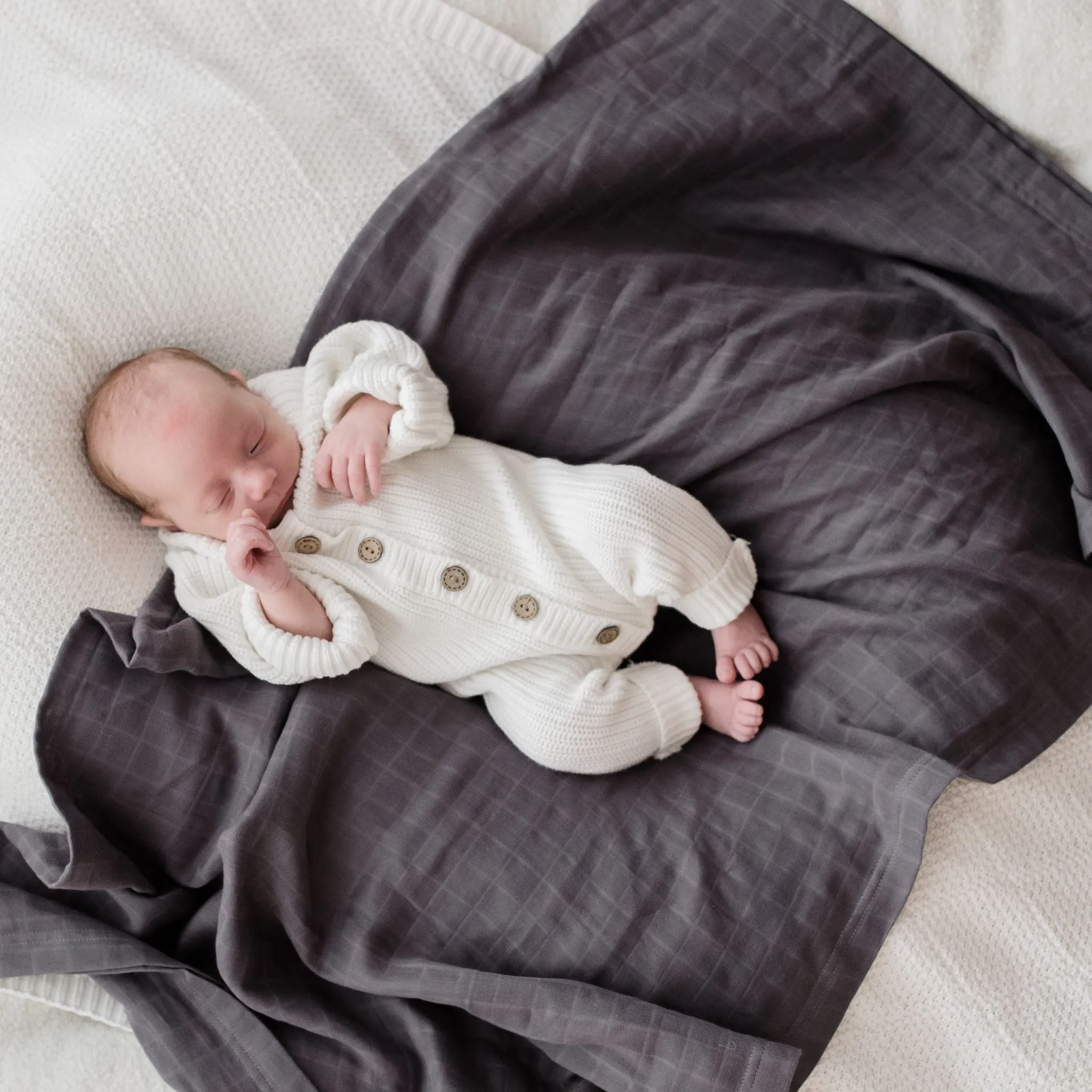Organic Cotton Muslin Swaddle Wrap 120cm | Storm Grey