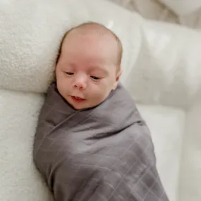 Organic Cotton Muslin Swaddle Wrap 120cm | Storm Grey