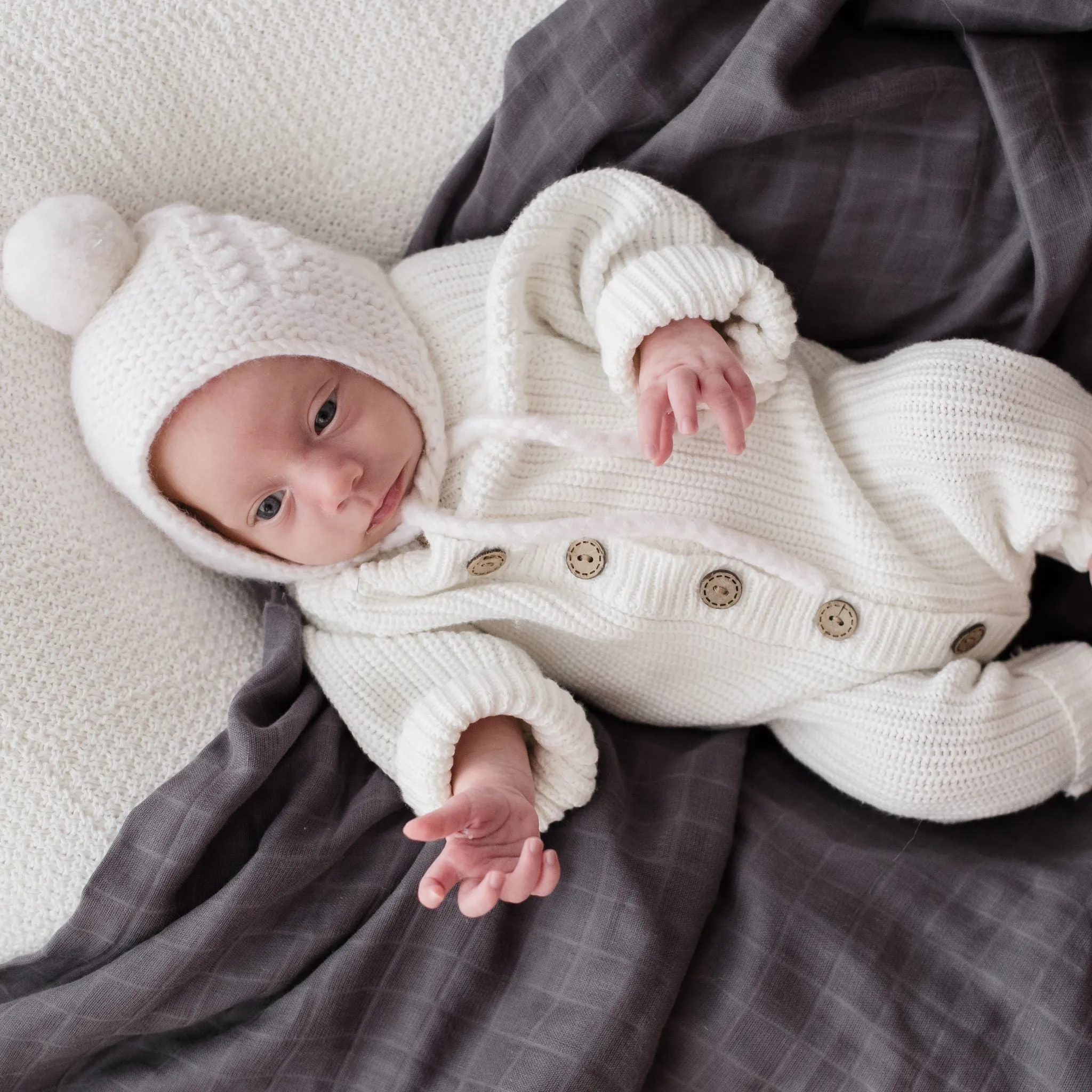 Organic Cotton Muslin Swaddle Wrap 120cm | Storm Grey