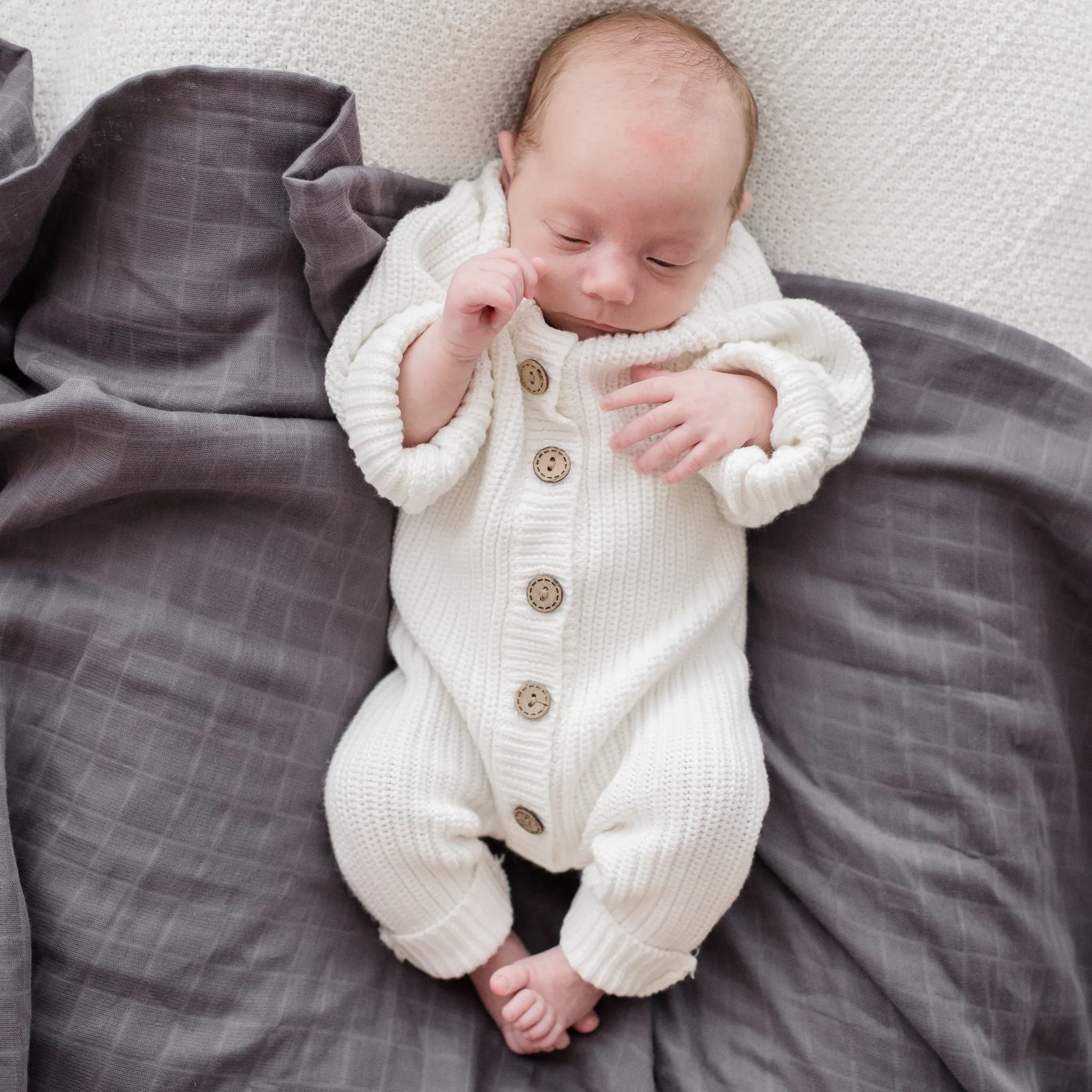 Organic Cotton Muslin Swaddle Wrap 120cm | Storm Grey