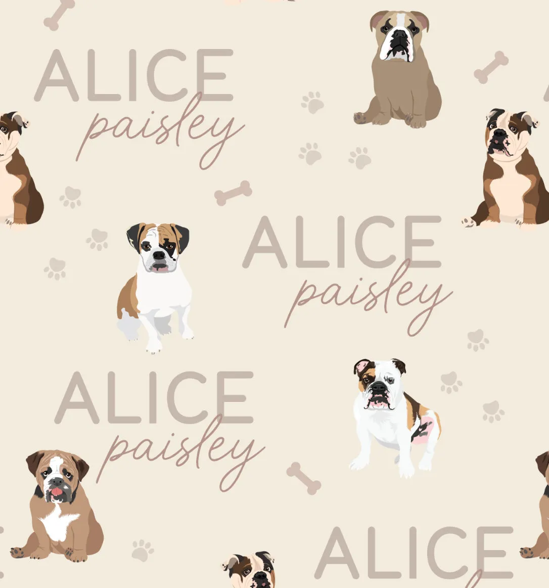 Personalized Baby Name Swaddle Blanket | English Bulldog