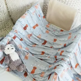 Personalized Baby Name Swaddle Blanket | Golden Retriever