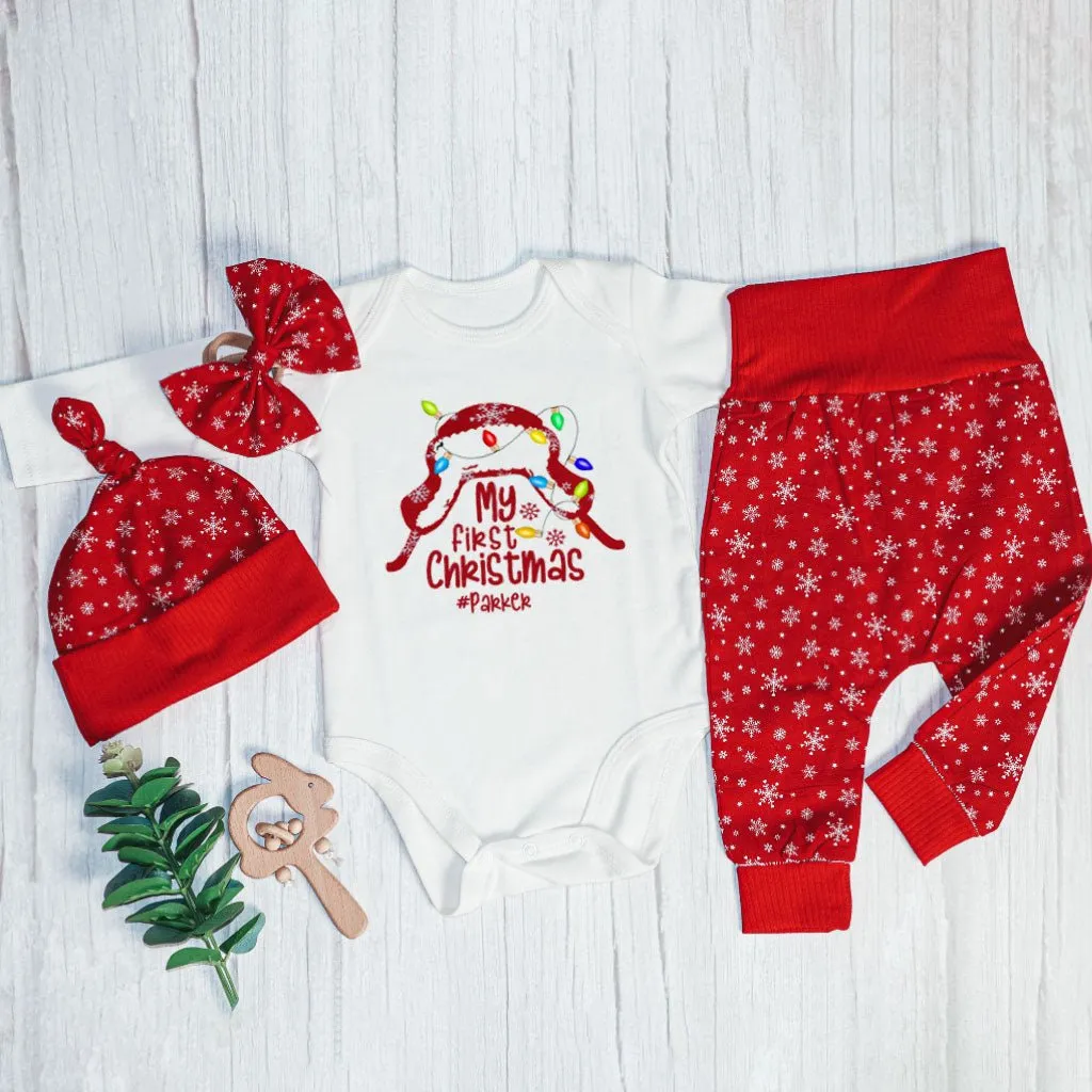 Personalized Christmas Baby Boy Onesies and Long Pants Set | My First Christmas Shitter's Full Christmas Vacation Funny Griswald Baby Onesie