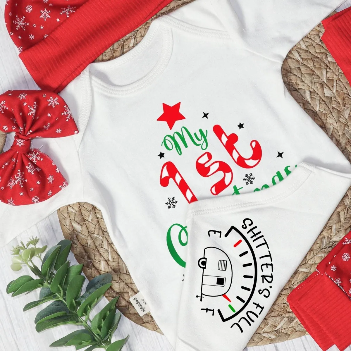 Personalized Christmas Baby Girl Onesies and Long Pants Set | Custom Infant Onesie My 1st Christmas Tree Baby Name | Infant Christmas Clothes