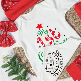 Personalized Christmas Baby Girl Onesies and Long Pants Set | Custom Infant Onesie My 1st Christmas Tree Baby Name | Infant Christmas Clothes