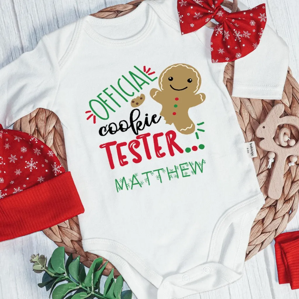 Personalized Christmas Neutral Baby Onesies and Long Pants Set | Gingerbread Cookies My First Christmas Baby Name | Newborn Xmas Outfit