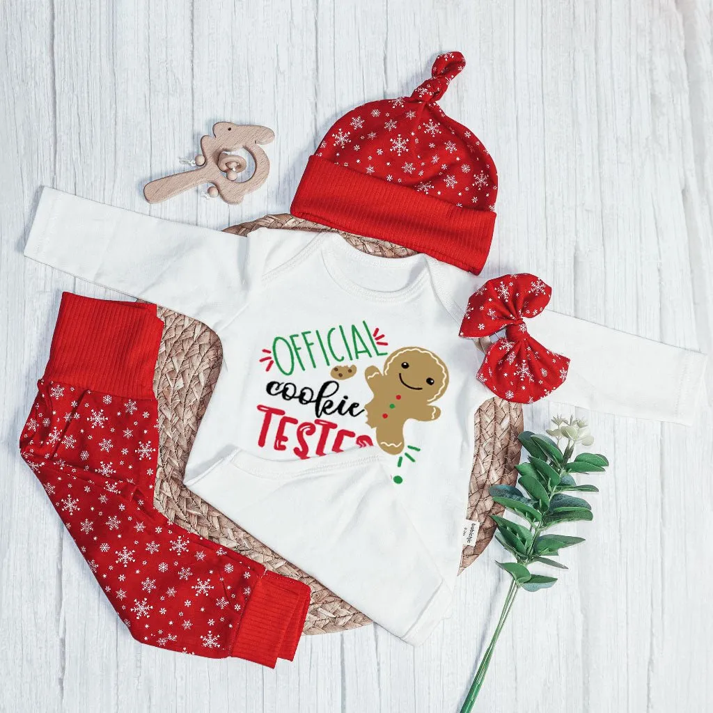 Personalized Christmas Neutral Baby Onesies and Long Pants Set | Gingerbread Cookies My First Christmas Baby Name | Newborn Xmas Outfit