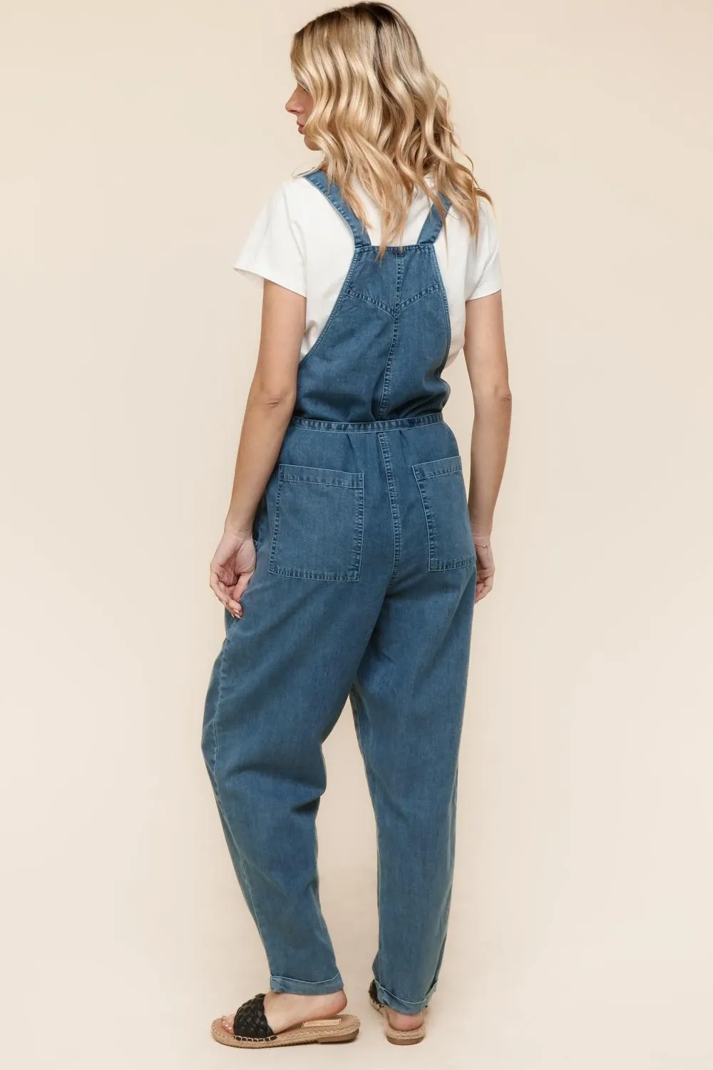 PLUS BAGGY WASHED DENIM WITH SIDE POCKETS AND BELT