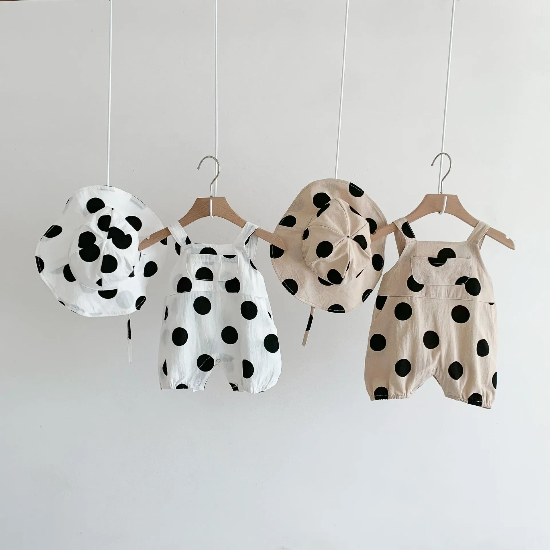 Polka Dot Sling Romper & Hat Set