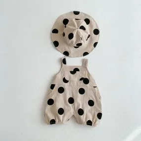 Polka Dot Sling Romper & Hat Set