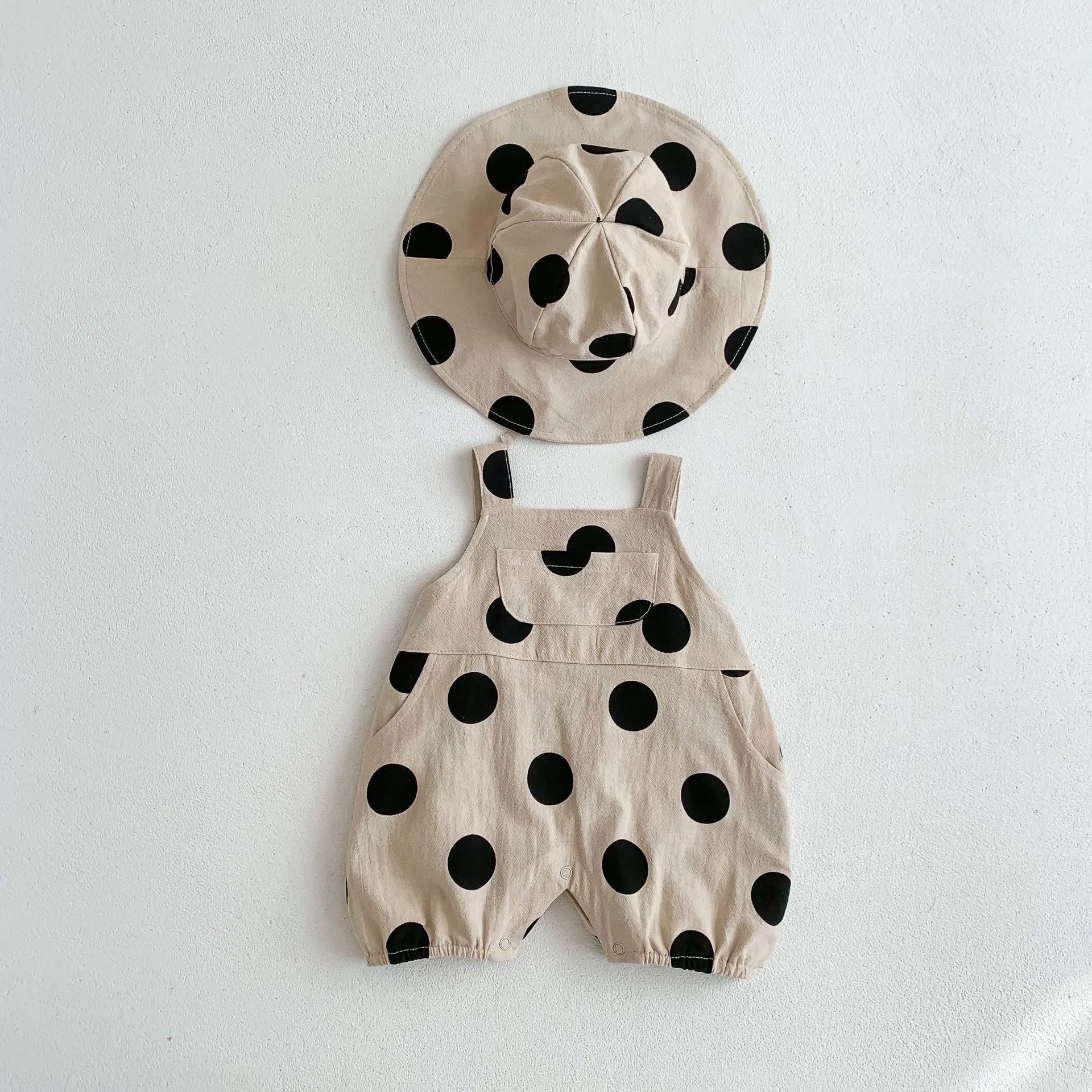 Polka Dot Sling Romper & Hat Set