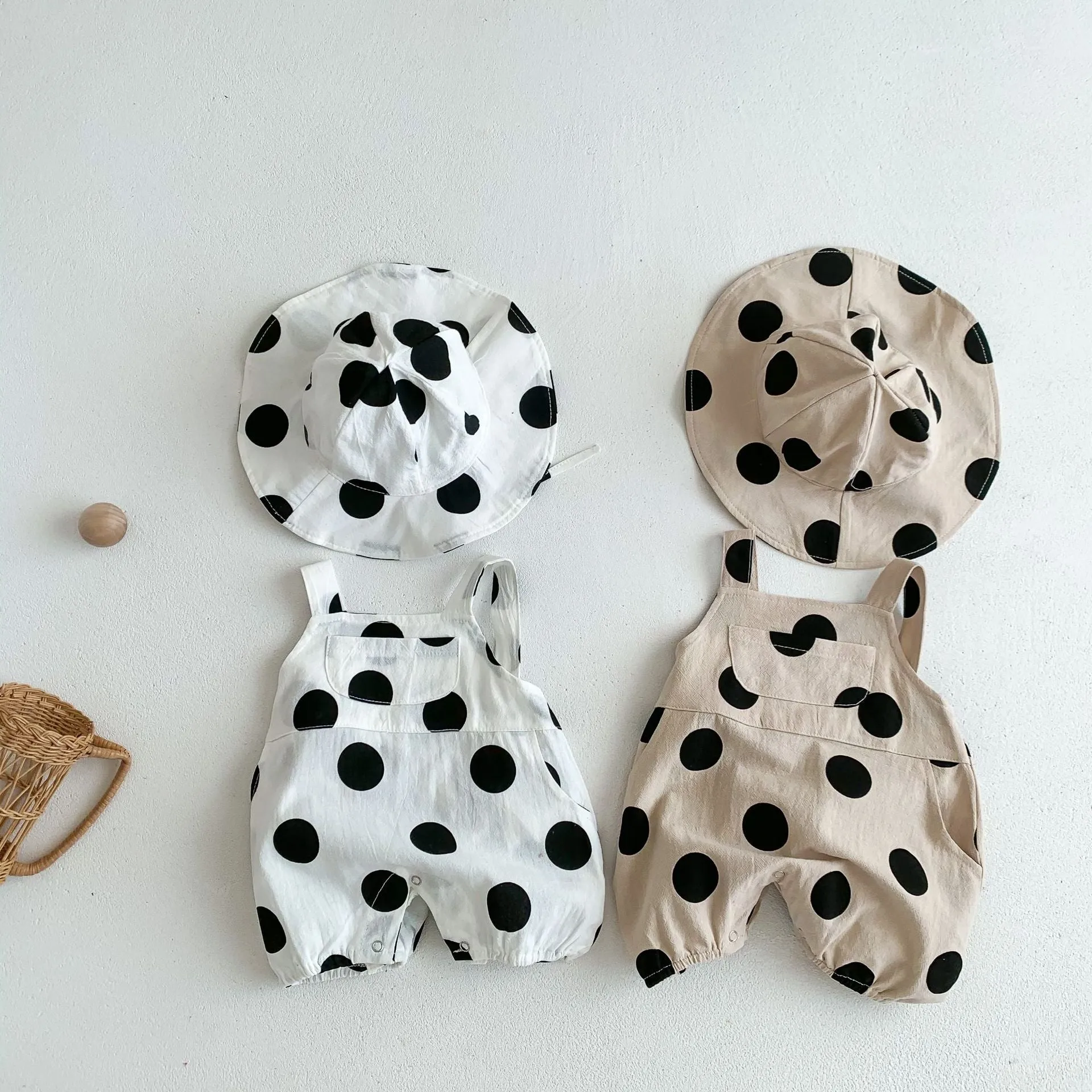 Polka Dot Sling Romper & Hat Set