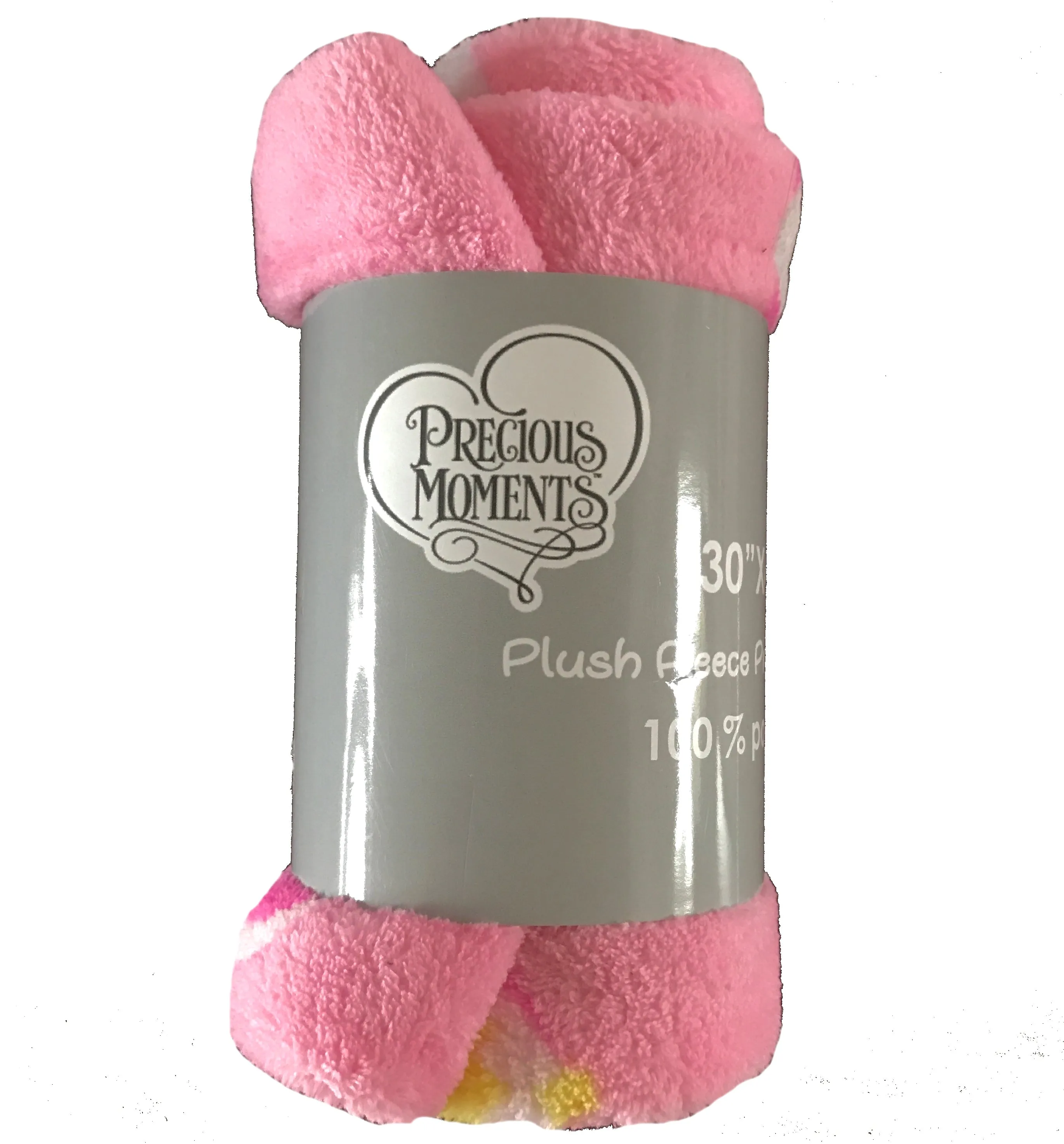 Precious Moments Girl Plush Soft Coral Fleece Crib Baby Blanket Nursery Pink or White Baby Shower Gift Girl with Bunny, Lamb, or Moon