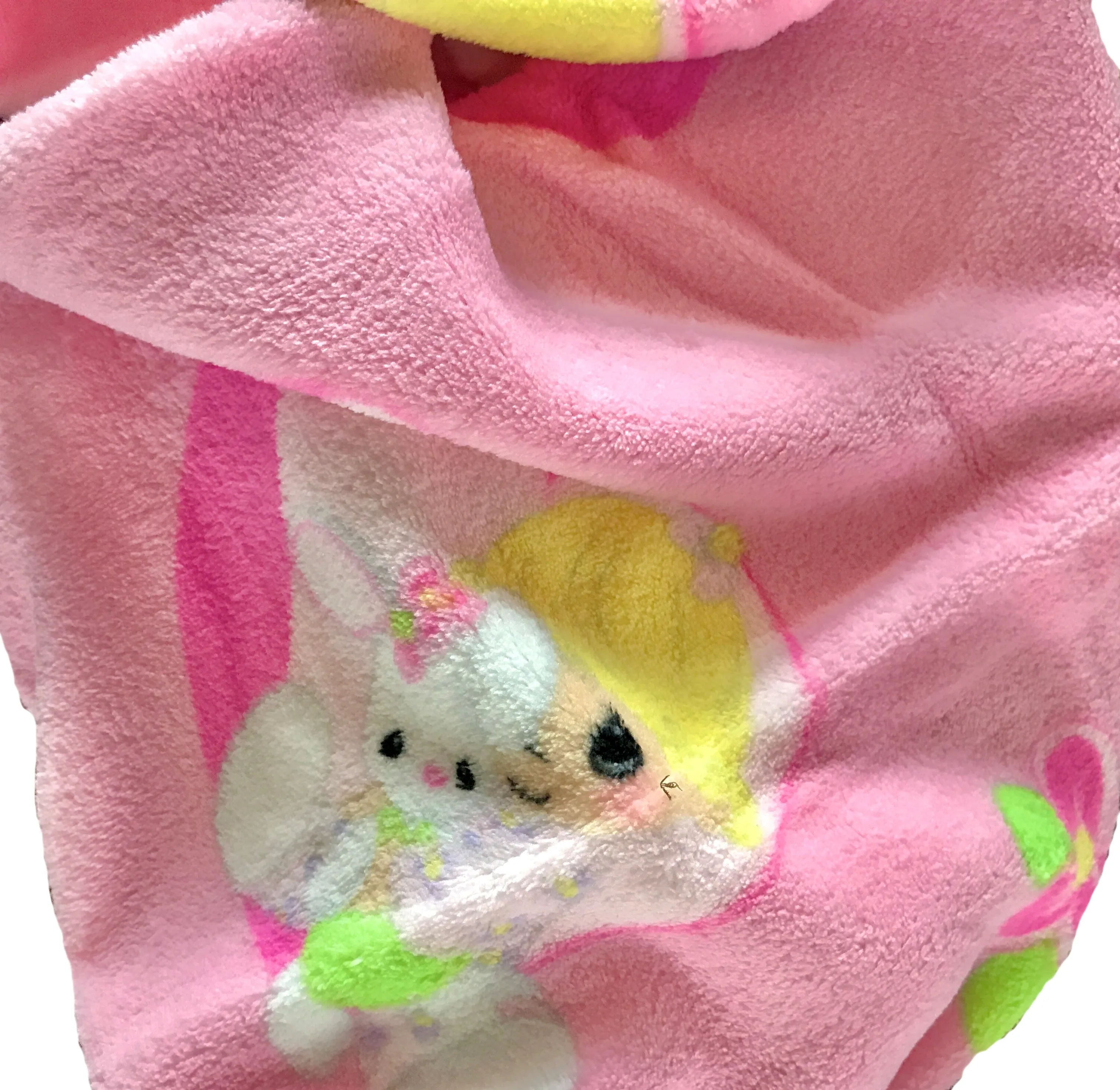 Precious Moments Girl Plush Soft Coral Fleece Crib Baby Blanket Nursery Pink or White Baby Shower Gift Girl with Bunny, Lamb, or Moon