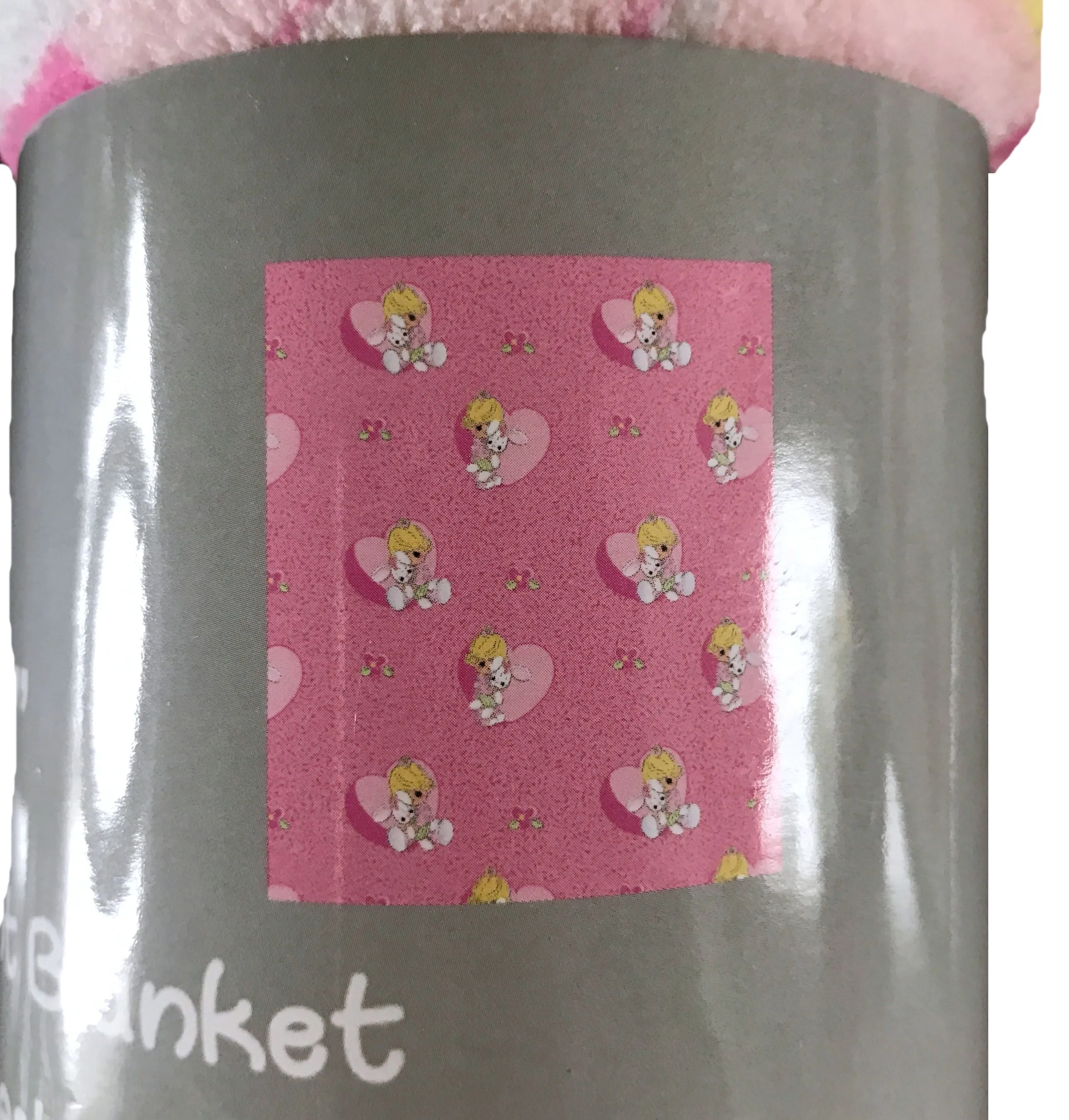 Precious Moments Girl Plush Soft Coral Fleece Crib Baby Blanket Nursery Pink or White Baby Shower Gift Girl with Bunny, Lamb, or Moon