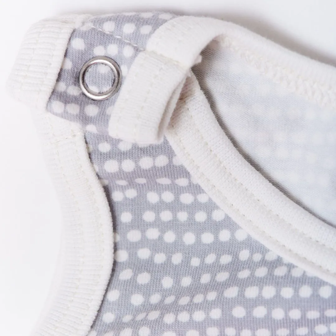 Sleeveless romper "Dotted Lines Grey/Ecru"