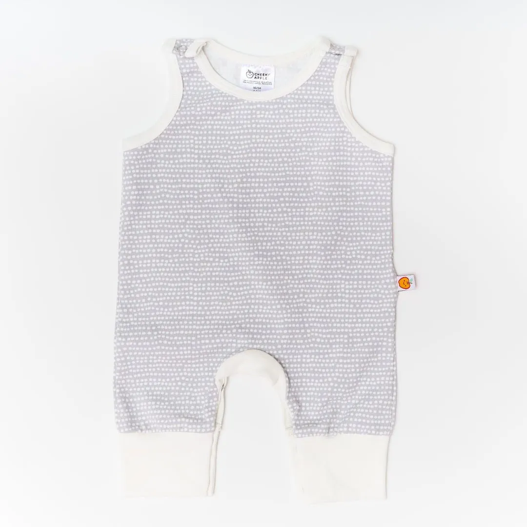 Sleeveless romper "Dotted Lines Grey/Ecru"