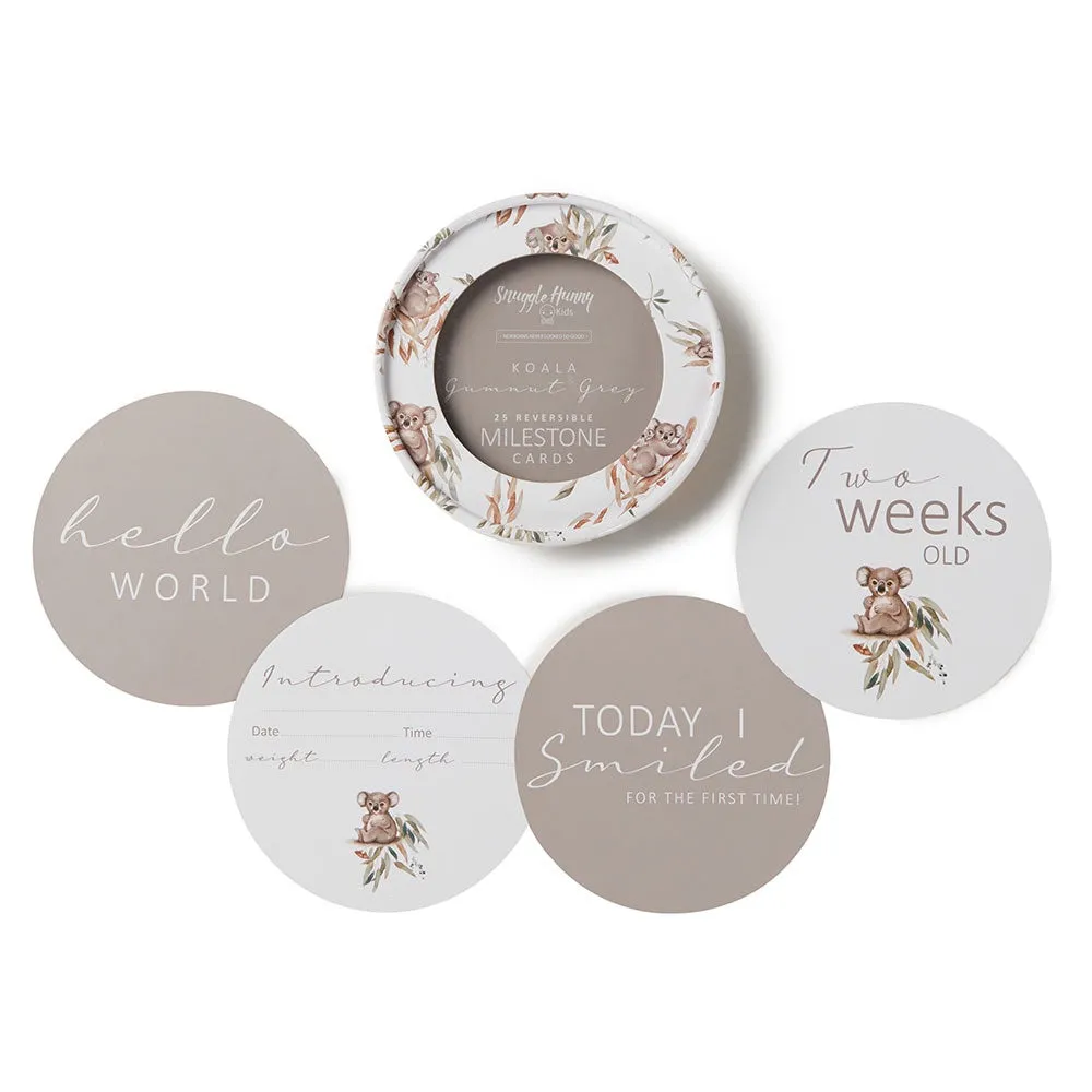 snuggle Hunny -koala & gumnut grey milestone cards